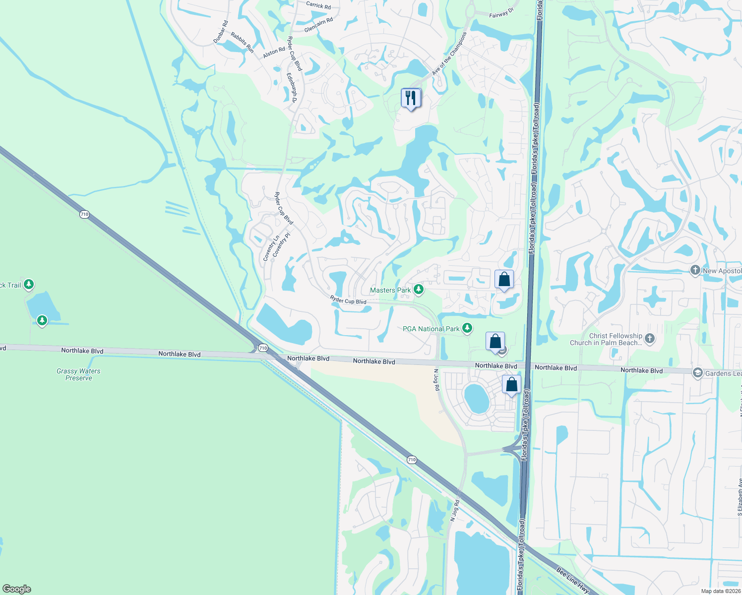 map of restaurants, bars, coffee shops, grocery stores, and more near 220 Eagleton Estates Boulevard in Palm Beach Gardens