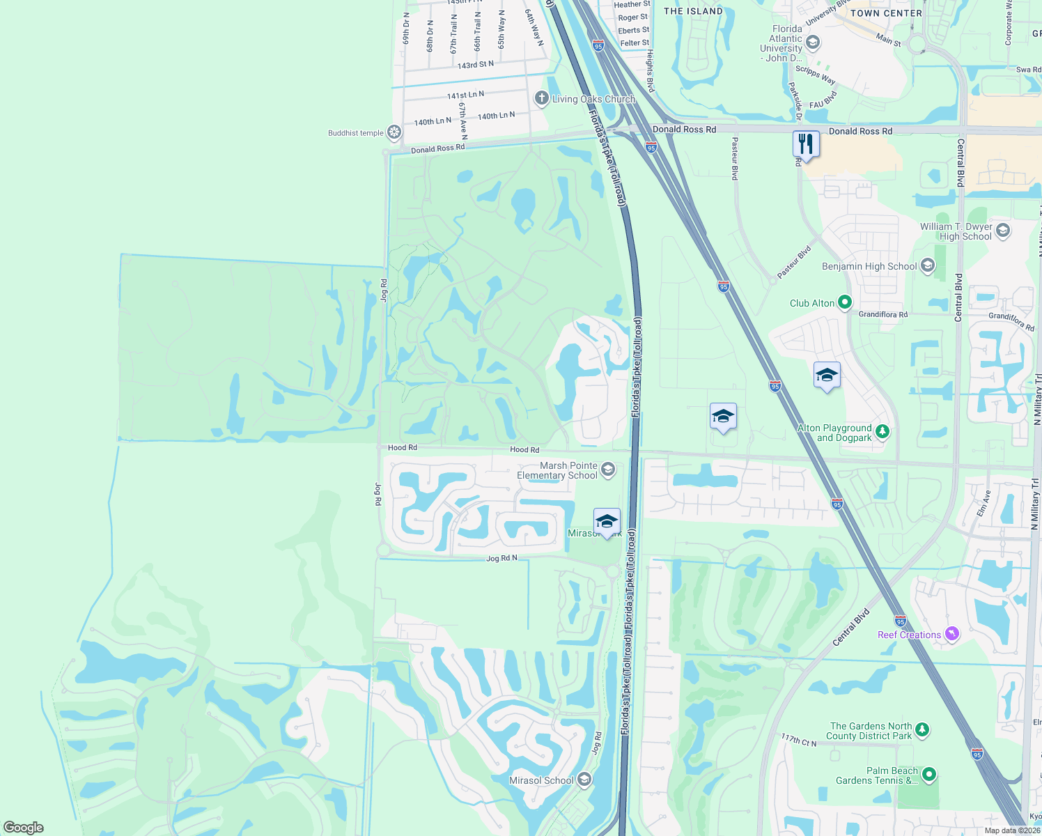 map of restaurants, bars, coffee shops, grocery stores, and more near 12854 Touchstone Place in Palm Beach Gardens