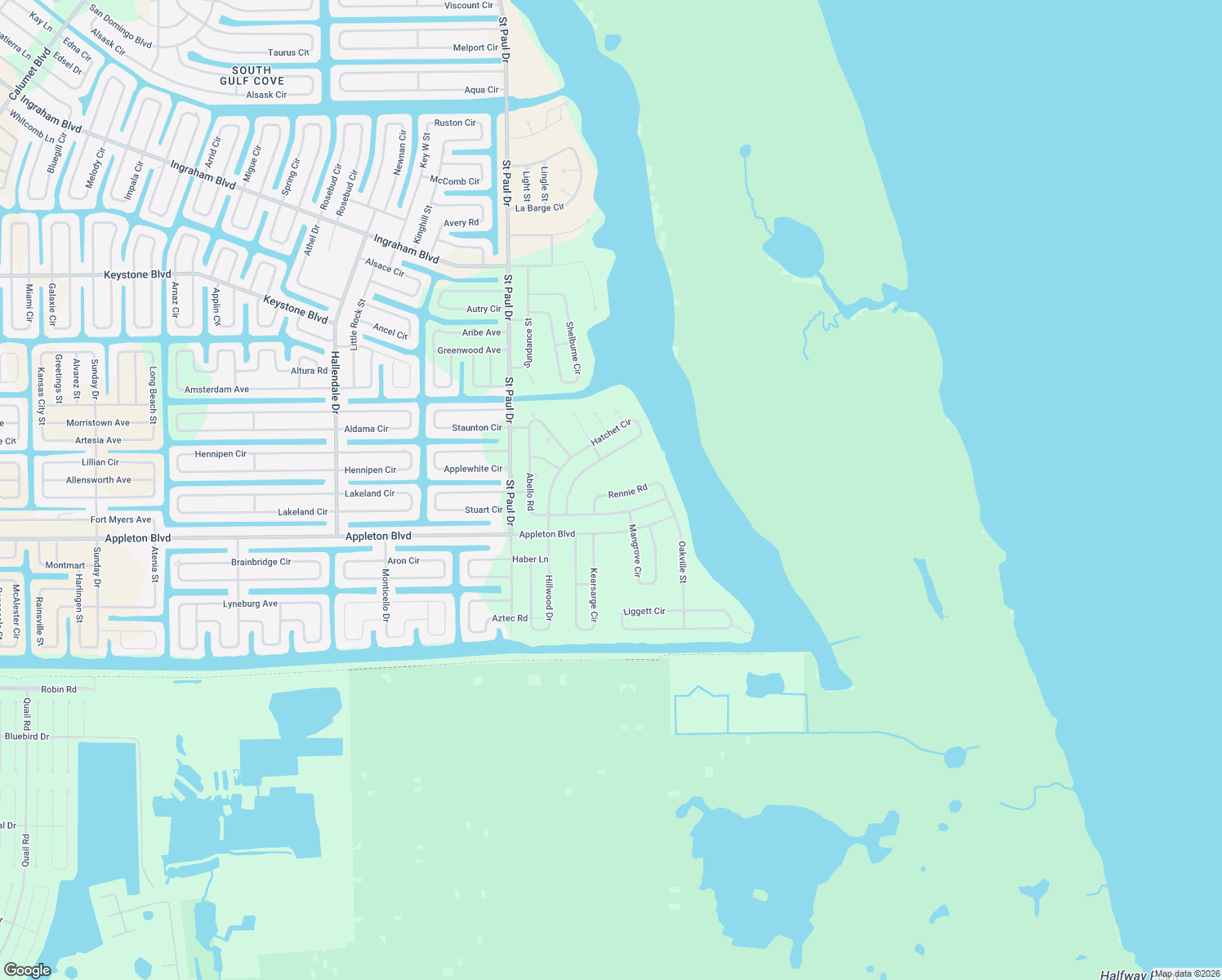 map of restaurants, bars, coffee shops, grocery stores, and more near 16212 Rennie Road in Port Charlotte