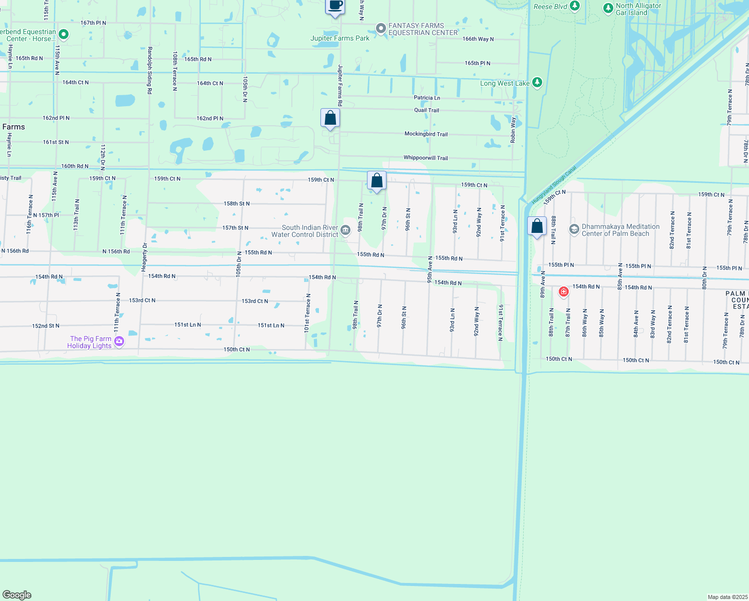 map of restaurants, bars, coffee shops, grocery stores, and more near 15337 97th Drive North in Jupiter