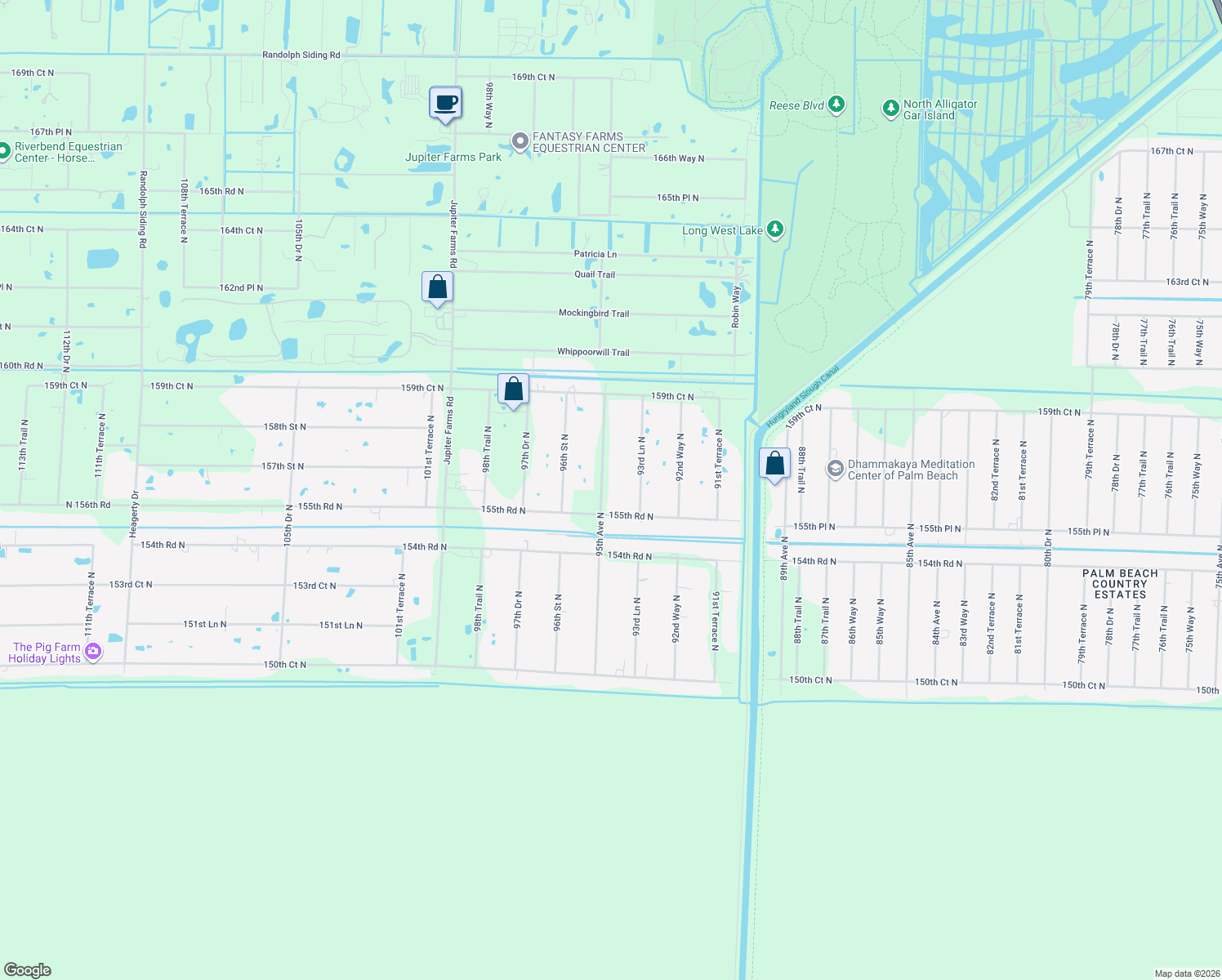 map of restaurants, bars, coffee shops, grocery stores, and more near 15628 95th Avenue North in Jupiter