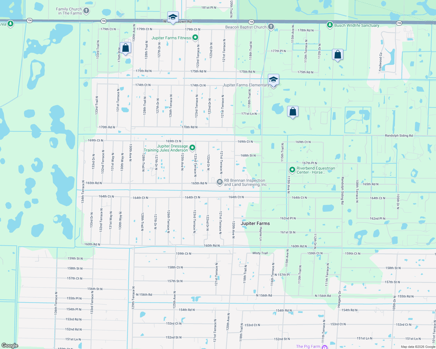 map of restaurants, bars, coffee shops, grocery stores, and more near 16627 121st Terrace North in Jupiter