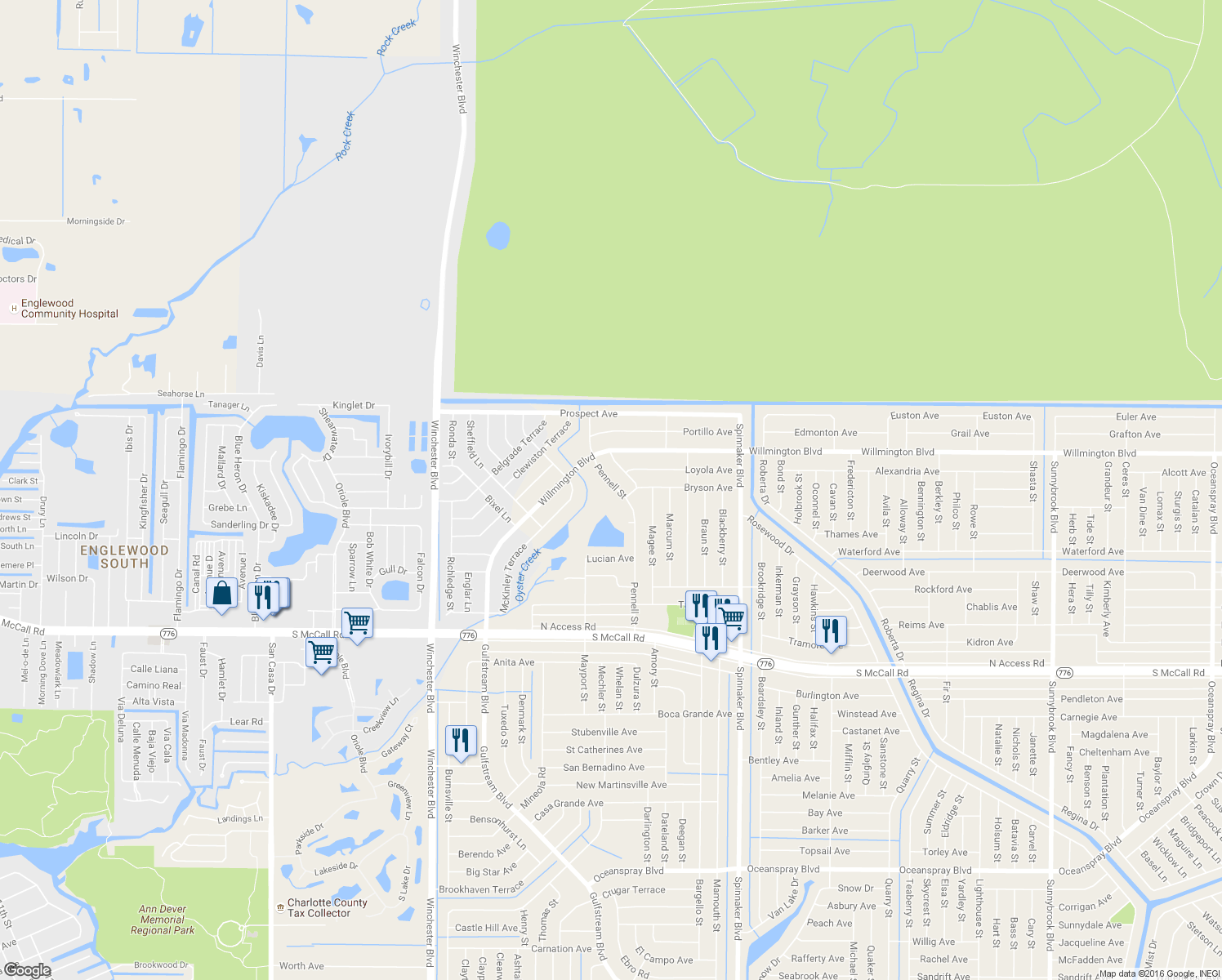 map of restaurants, bars, coffee shops, grocery stores, and more near 6169 Pennell Street in Englewood