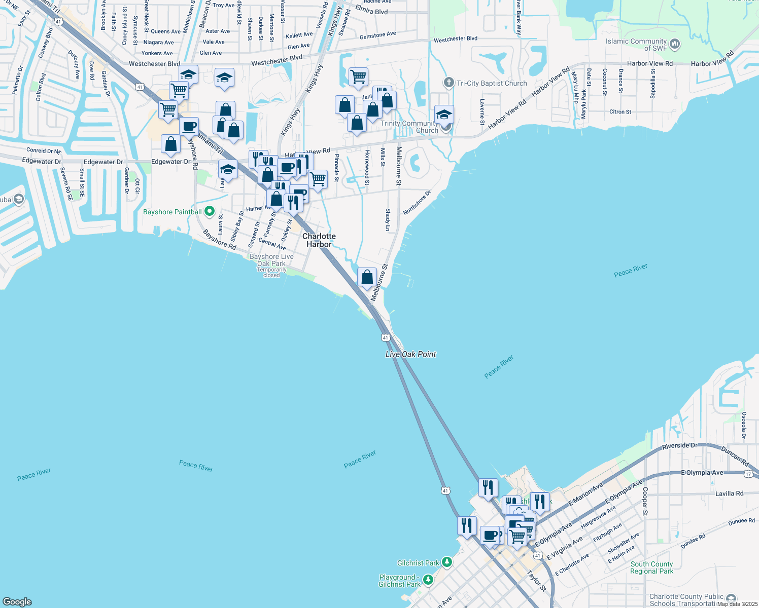 map of restaurants, bars, coffee shops, grocery stores, and more near 5000 Tamiami Trail in Port Charlotte