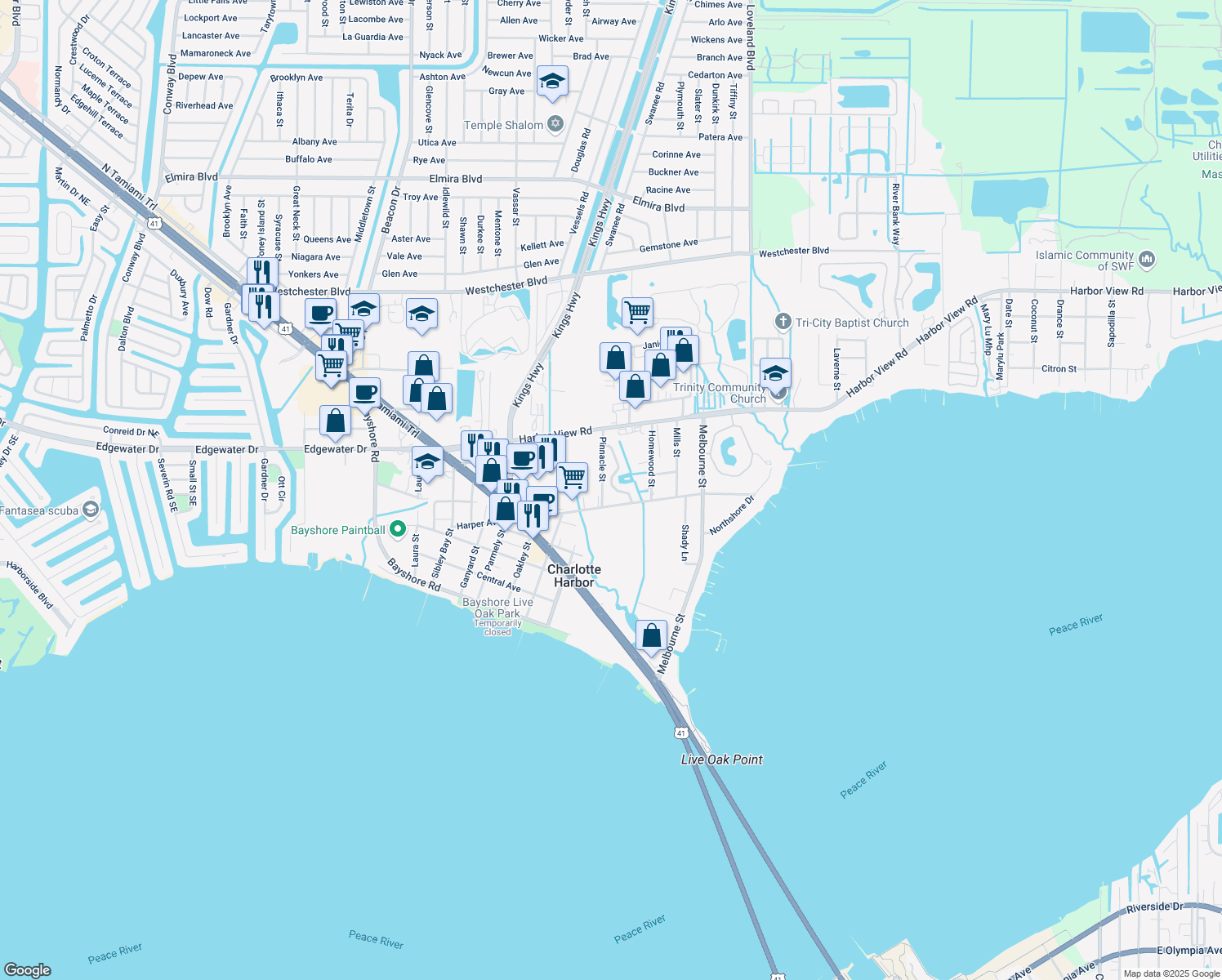 map of restaurants, bars, coffee shops, grocery stores, and more near 4375 Eaglet Road in Port Charlotte