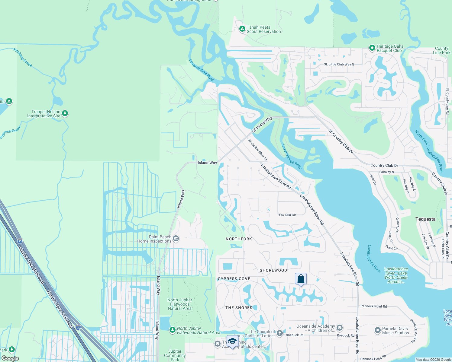 map of restaurants, bars, coffee shops, grocery stores, and more near 152 North River Drive East in Jupiter