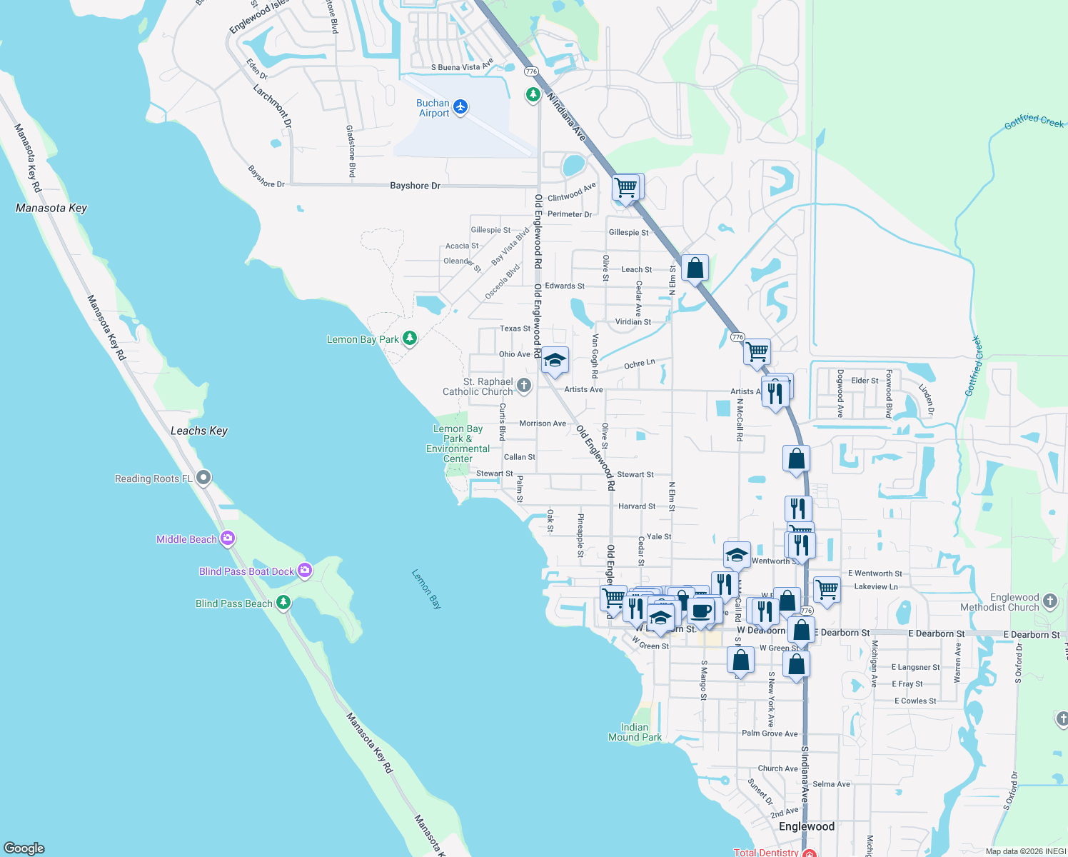 map of restaurants, bars, coffee shops, grocery stores, and more near 580 Kilbourne Avenue in Englewood