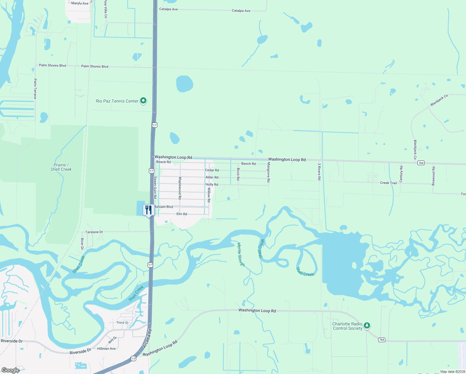 map of restaurants, bars, coffee shops, grocery stores, and more near 30361 Holly Road in Punta Gorda