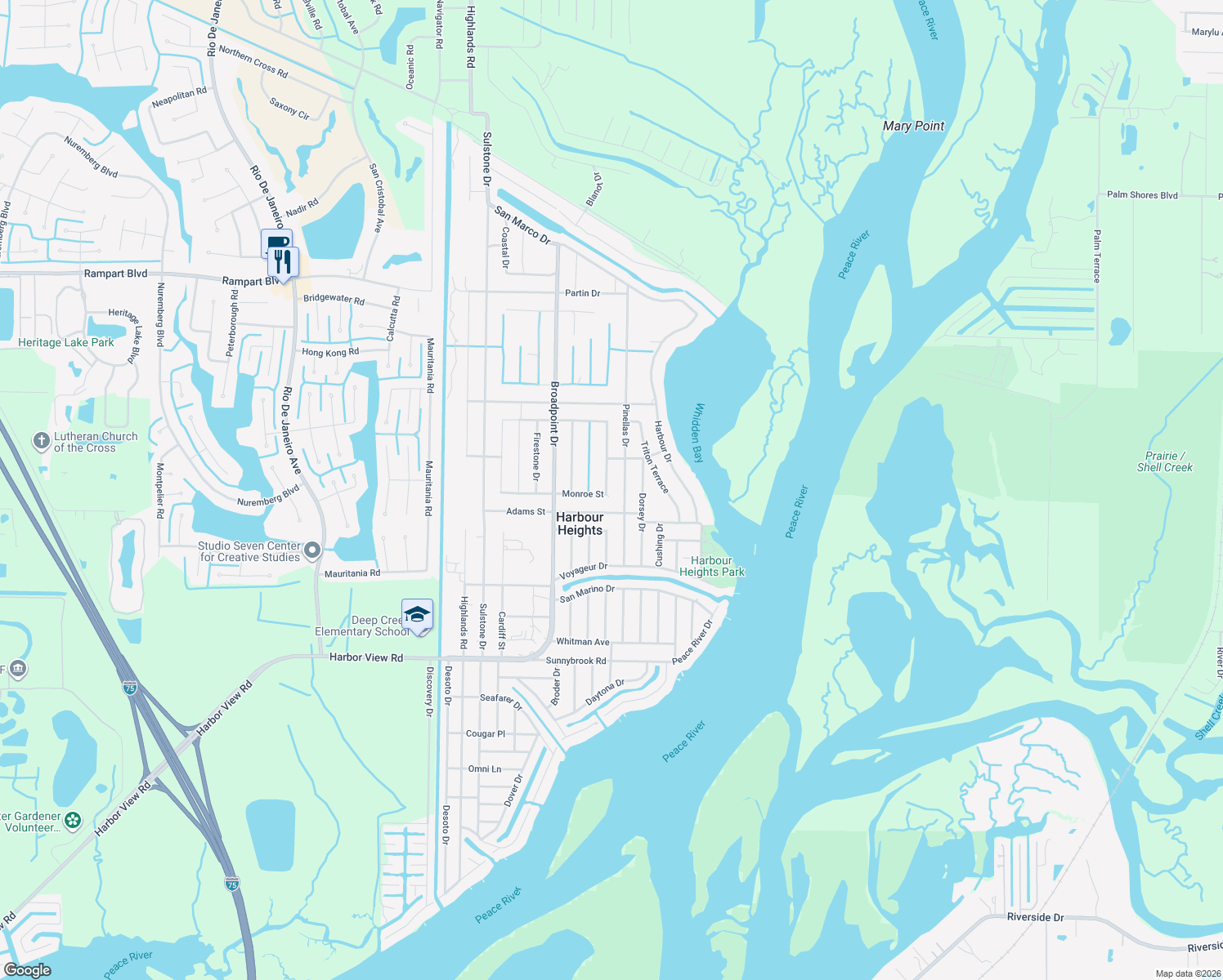 map of restaurants, bars, coffee shops, grocery stores, and more near 2374 Talbrook Terrace in Punta Gorda
