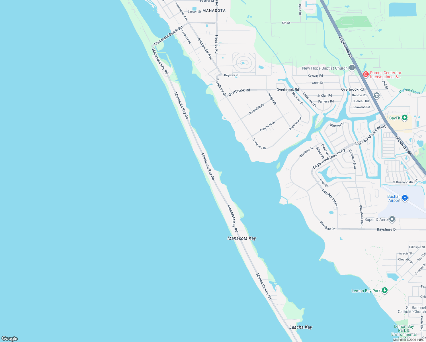 map of restaurants, bars, coffee shops, grocery stores, and more near 7895 Manasota Key Road in Englewood