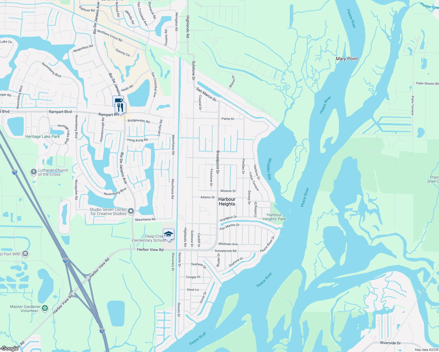 map of restaurants, bars, coffee shops, grocery stores, and more near 2306 Broadpoint Drive in Punta Gorda