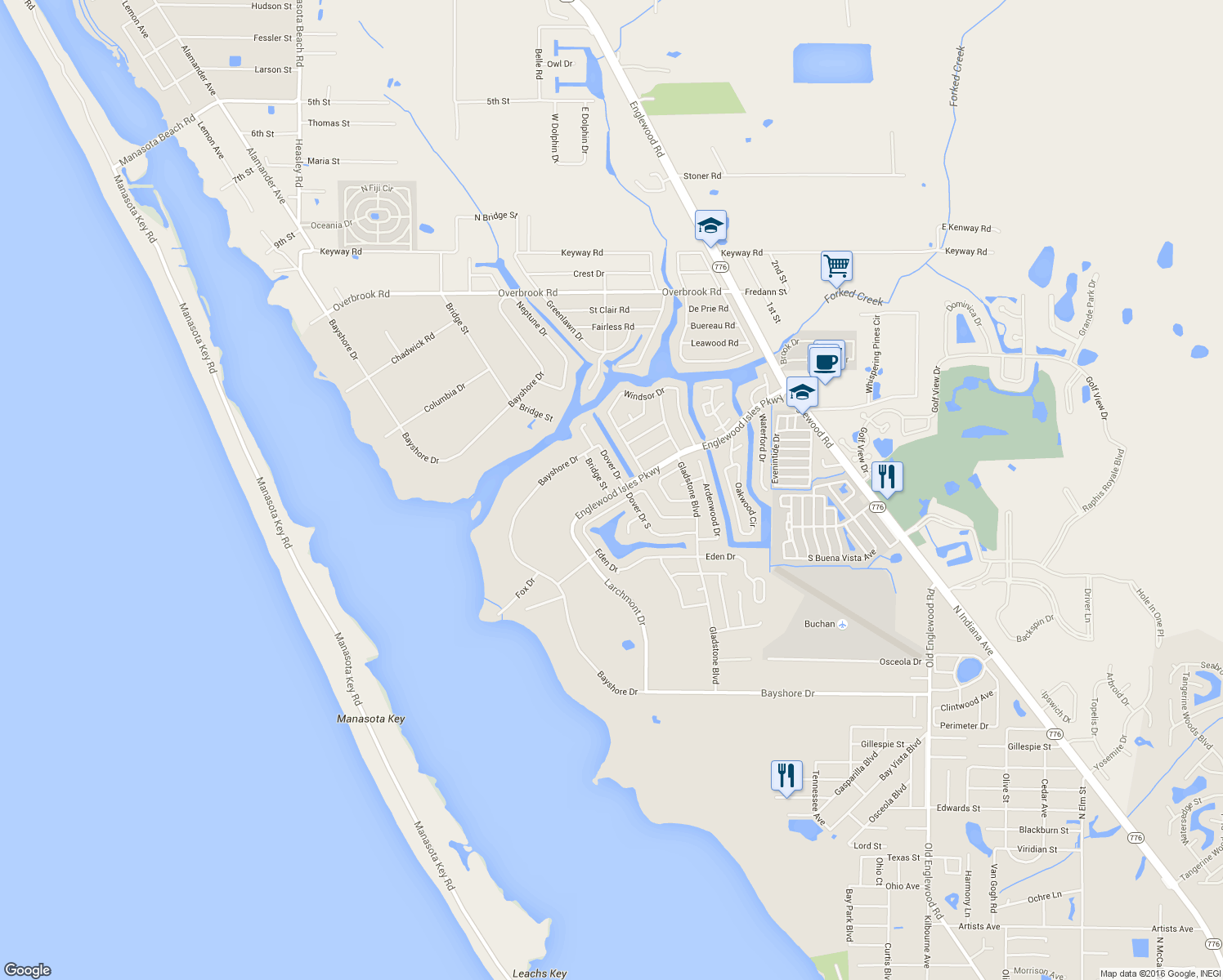 map of restaurants, bars, coffee shops, grocery stores, and more near 2 Bridge Street in Englewood