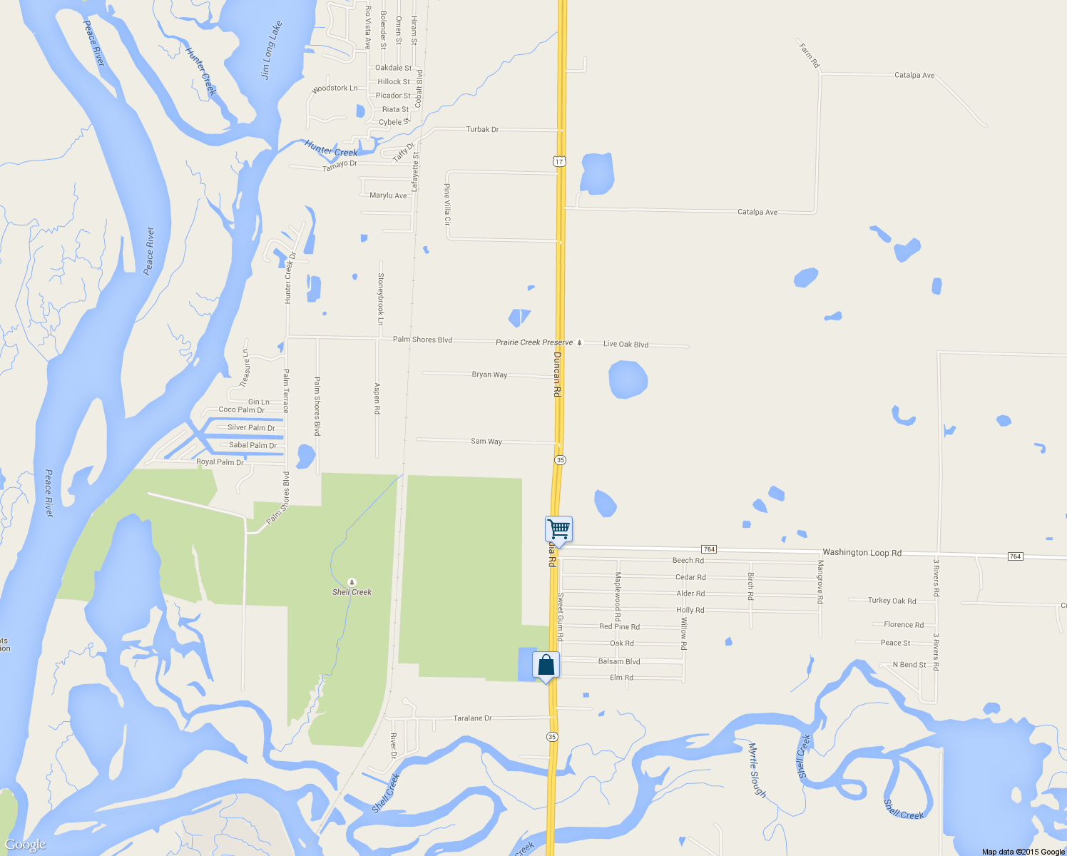 map of restaurants, bars, coffee shops, grocery stores, and more near 2065 Duncan Road in Punta Gorda