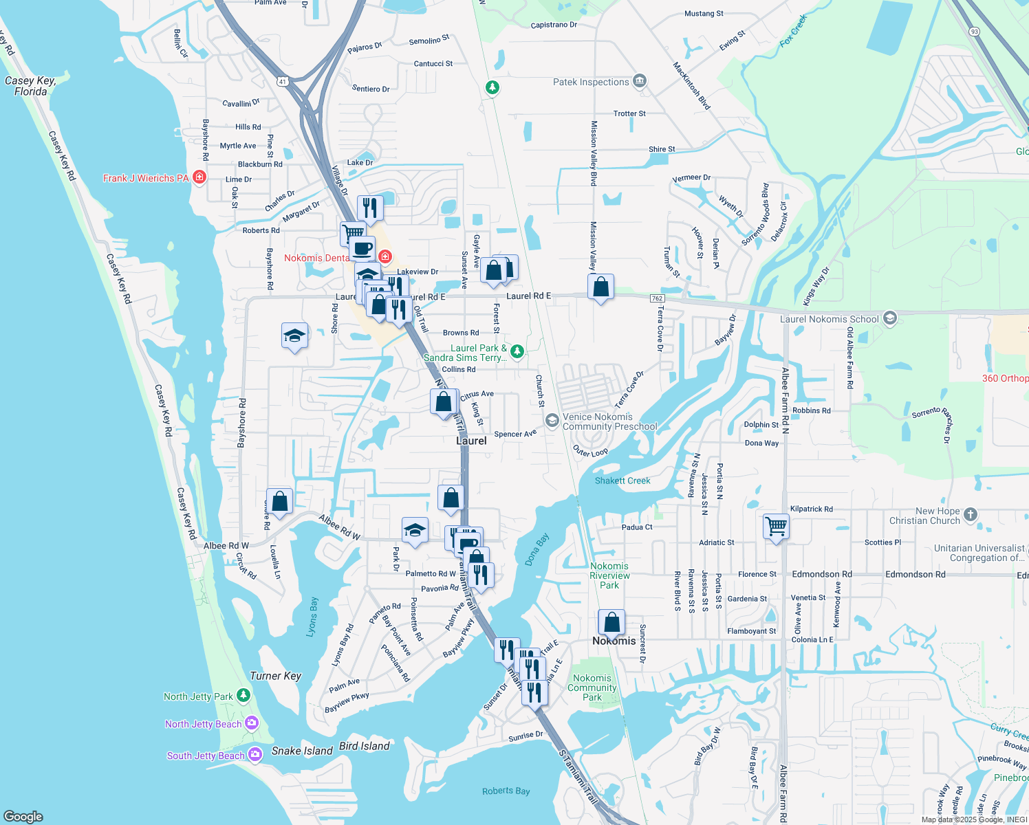 map of restaurants, bars, coffee shops, grocery stores, and more near 621 Valencia Street in Nokomis