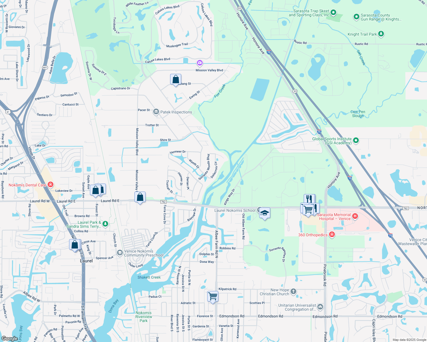 map of restaurants, bars, coffee shops, grocery stores, and more near 1049 Delacroix Circle in Nokomis