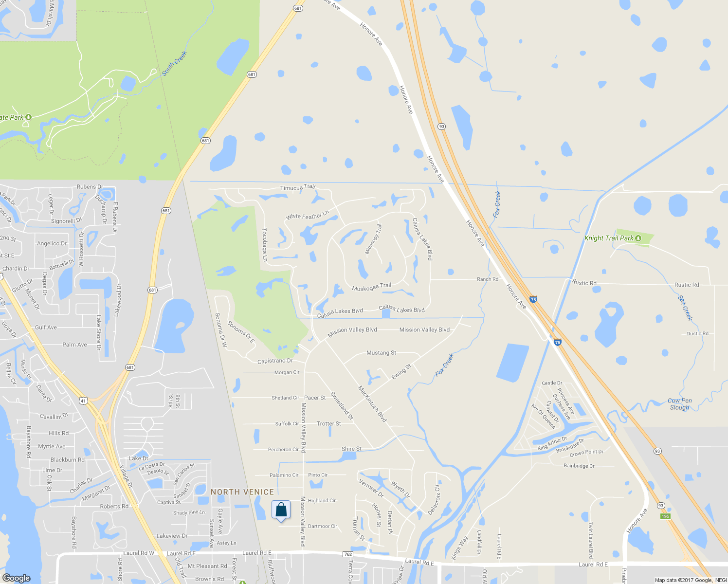 map of restaurants, bars, coffee shops, grocery stores, and more near 2134 Muskogee Trail in Nokomis