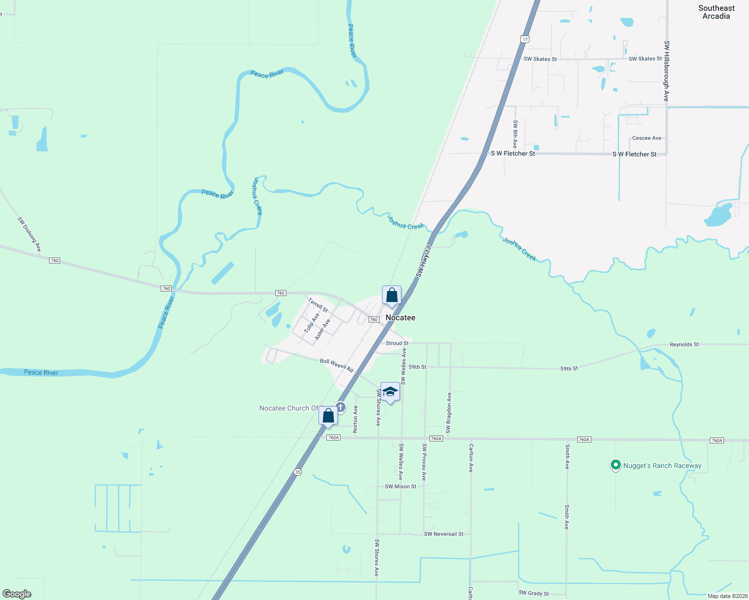 map of restaurants, bars, coffee shops, grocery stores, and more near 4289 Pride Terrace in Arcadia