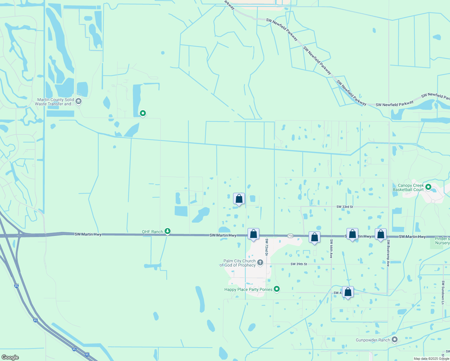 map of restaurants, bars, coffee shops, grocery stores, and more near 3055 Southwest 78th Avenue in Palm City