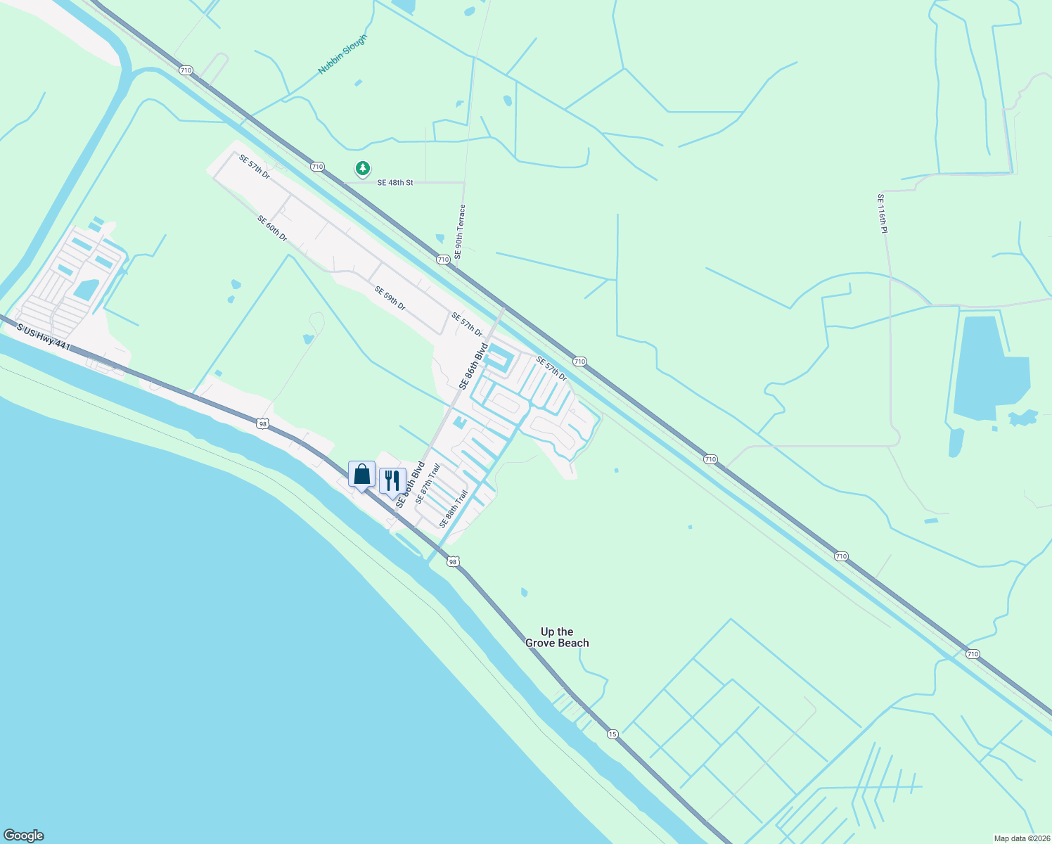 map of restaurants, bars, coffee shops, grocery stores, and more near 6249 Southeast 96th Circle in Okeechobee