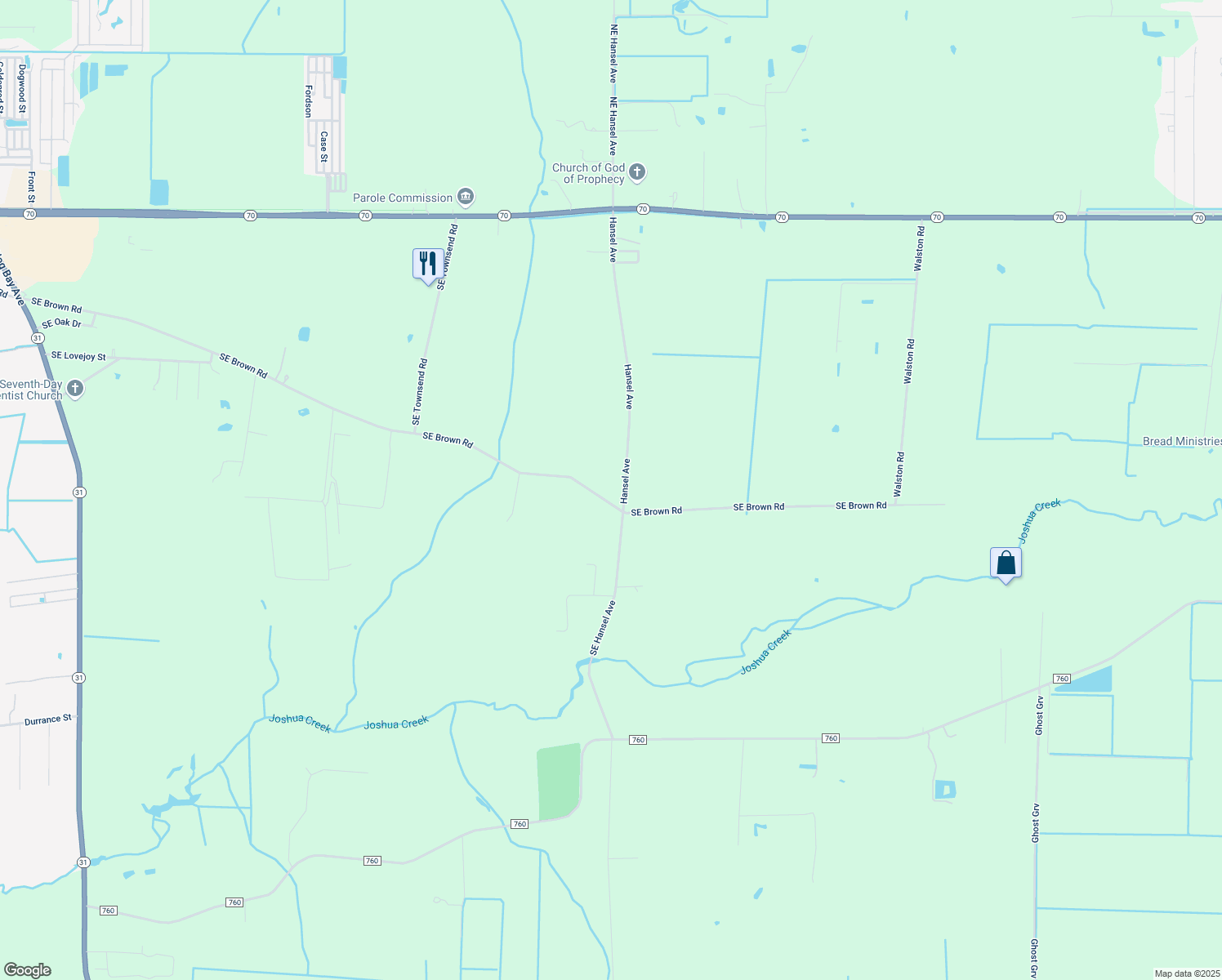 map of restaurants, bars, coffee shops, grocery stores, and more near 4644 Southeast Brown Road in Arcadia