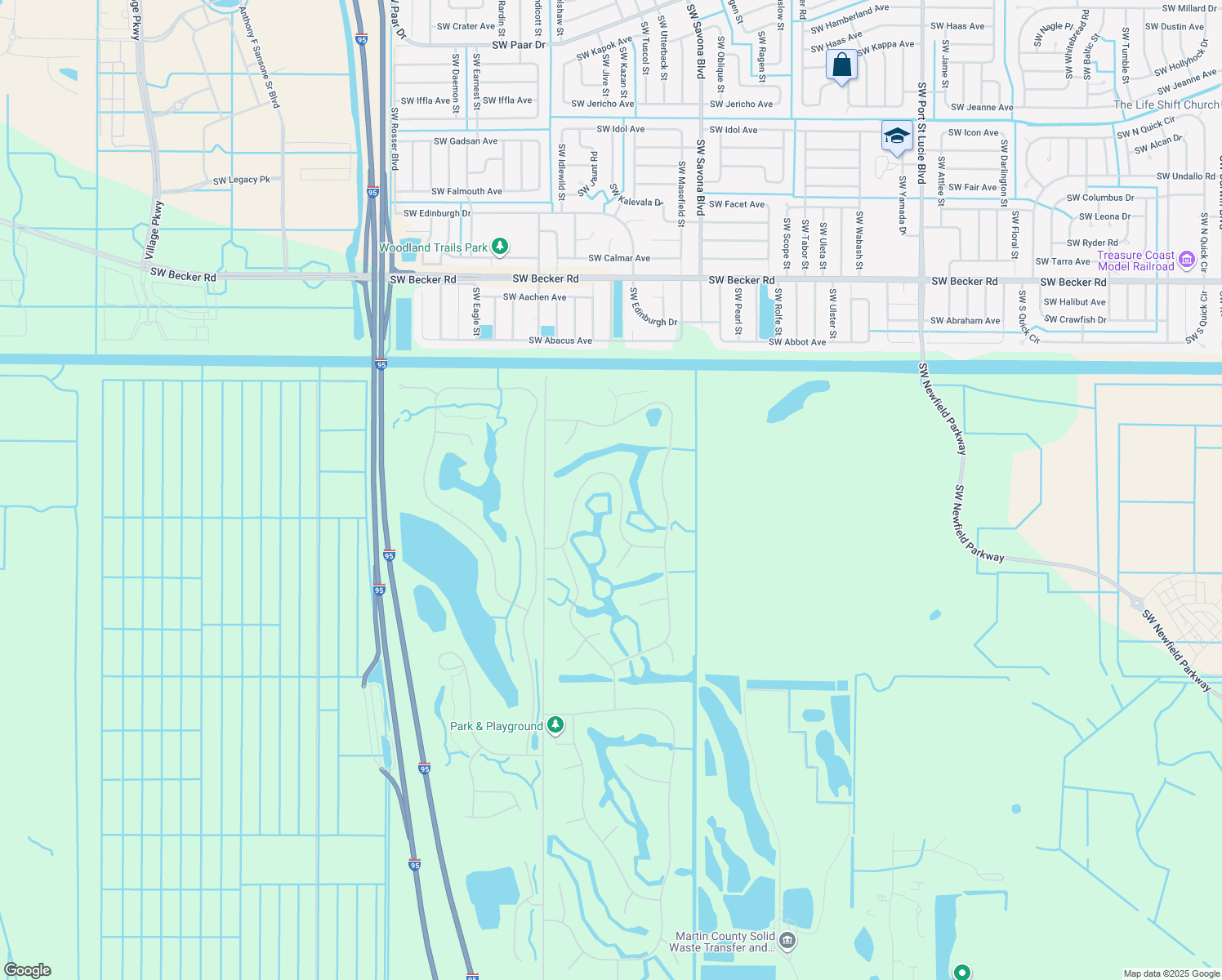 map of restaurants, bars, coffee shops, grocery stores, and more near 9906 Southwest Ventura Drive in Palm City