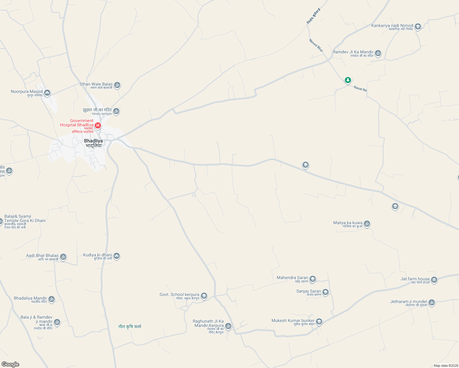 map of restaurants, bars, coffee shops, grocery stores, and more near in Bhadliya
