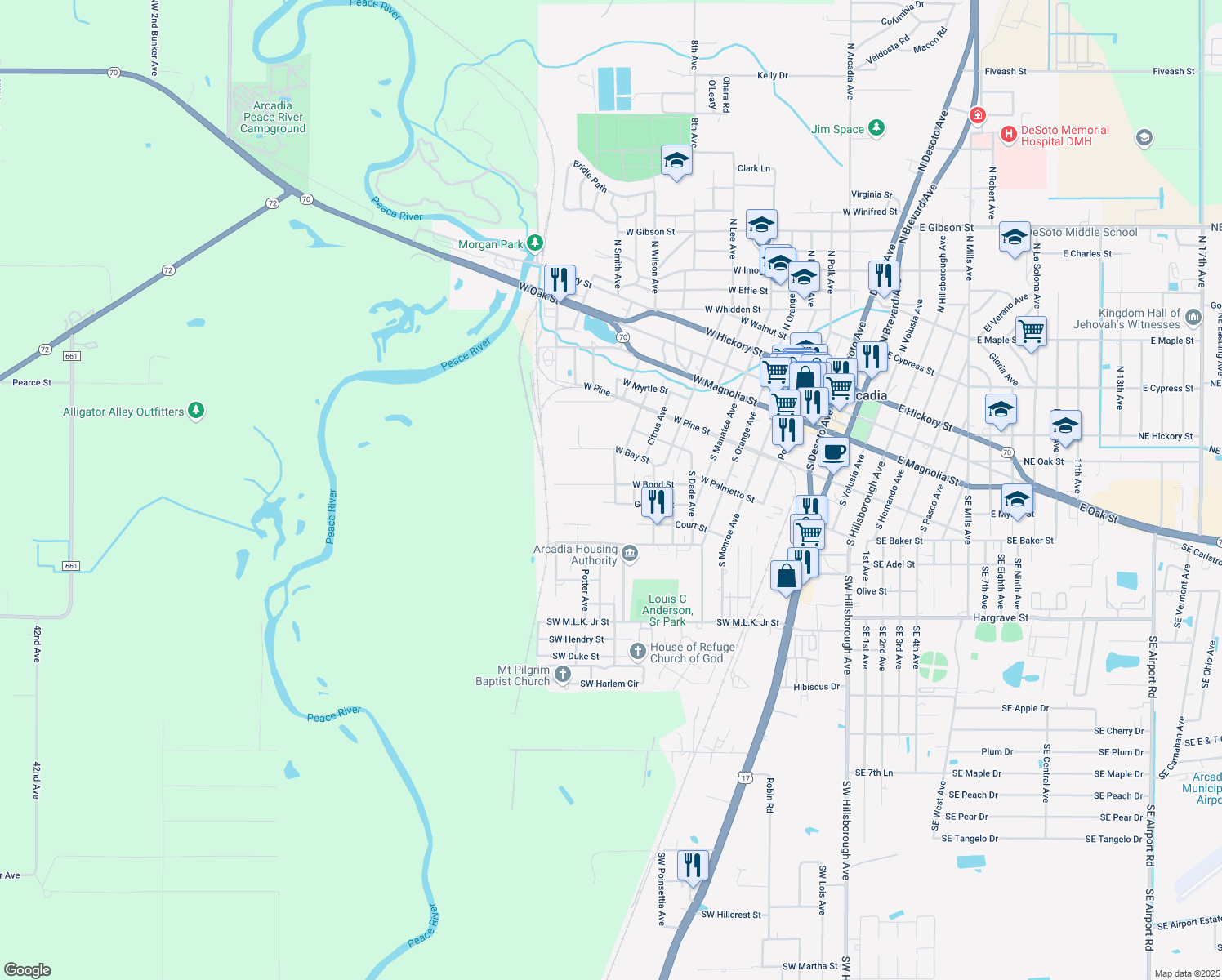 map of restaurants, bars, coffee shops, grocery stores, and more near 510 Spring Avenue in Arcadia