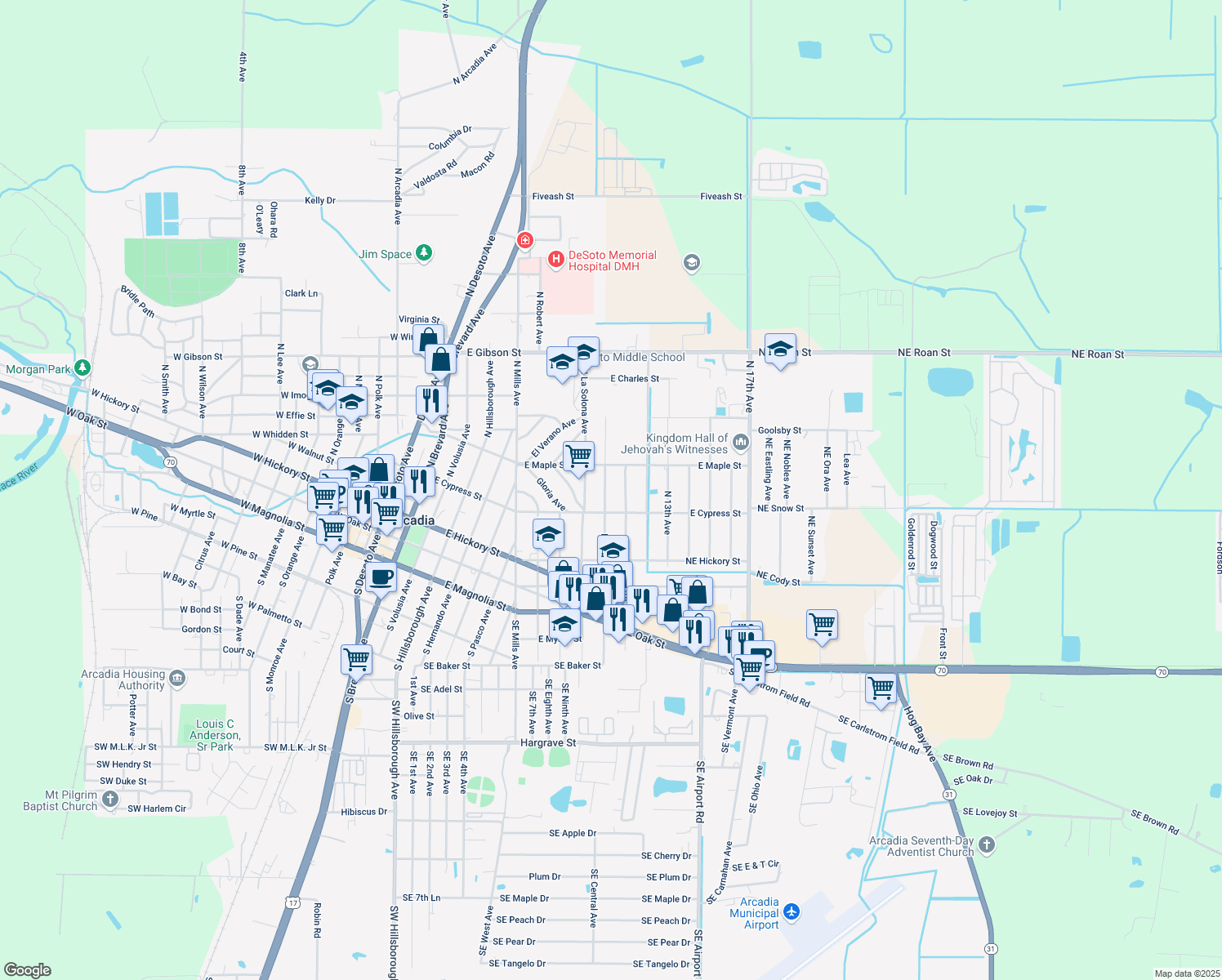 map of restaurants, bars, coffee shops, grocery stores, and more near 710 North 10th Avenue in Arcadia