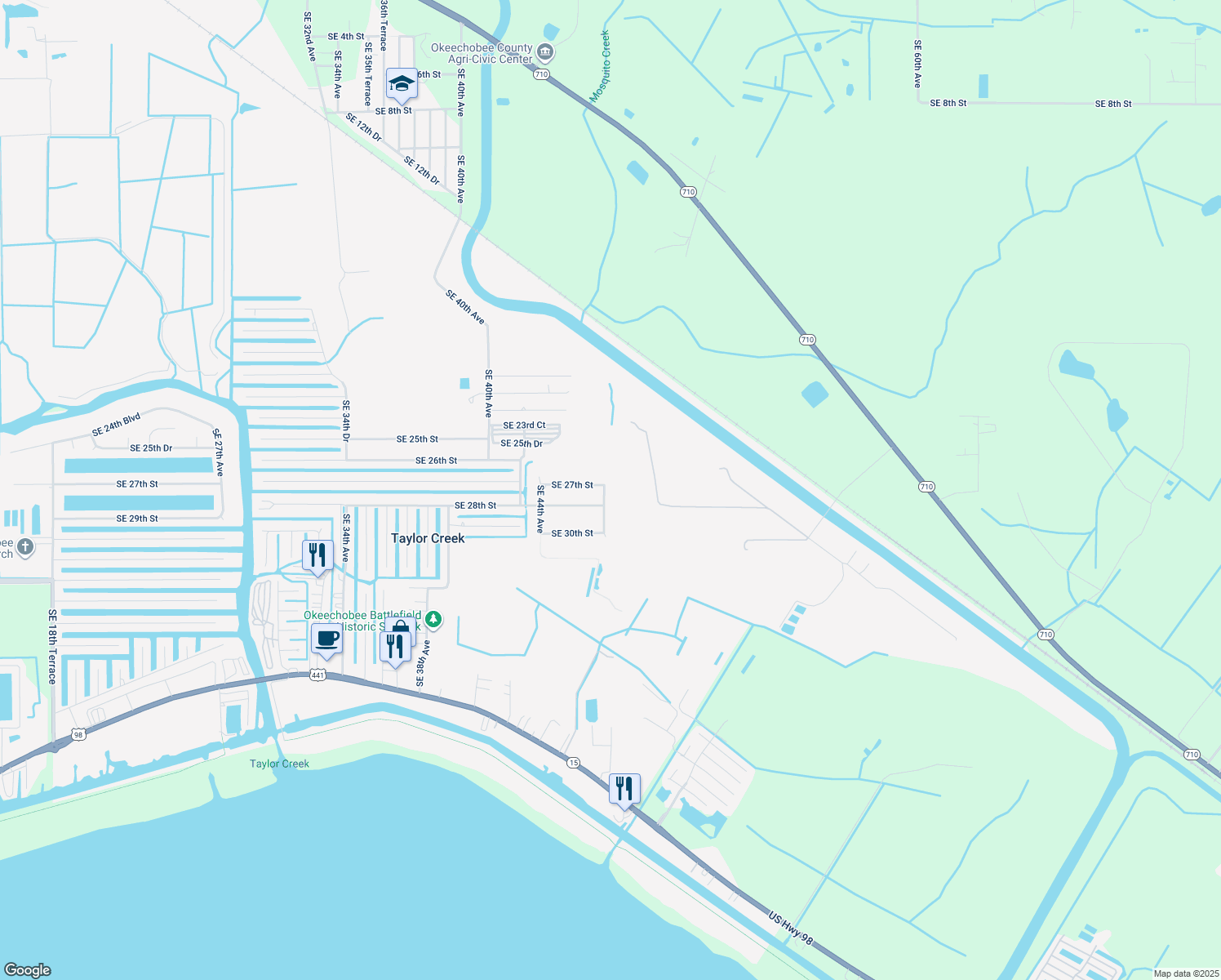 map of restaurants, bars, coffee shops, grocery stores, and more near 2702 Southeast 47th Terrace in Okeechobee
