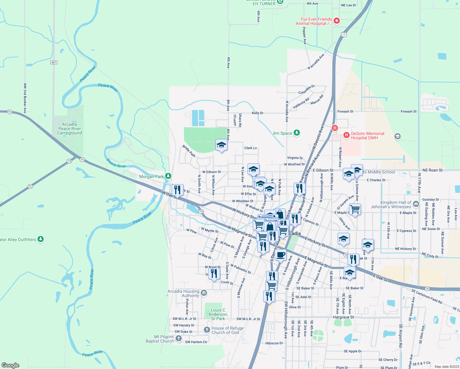map of restaurants, bars, coffee shops, grocery stores, and more near 810 West Imogene Street in Arcadia