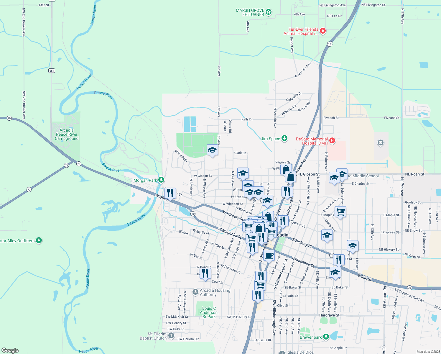map of restaurants, bars, coffee shops, grocery stores, and more near 118 North Johnson Avenue in Arcadia