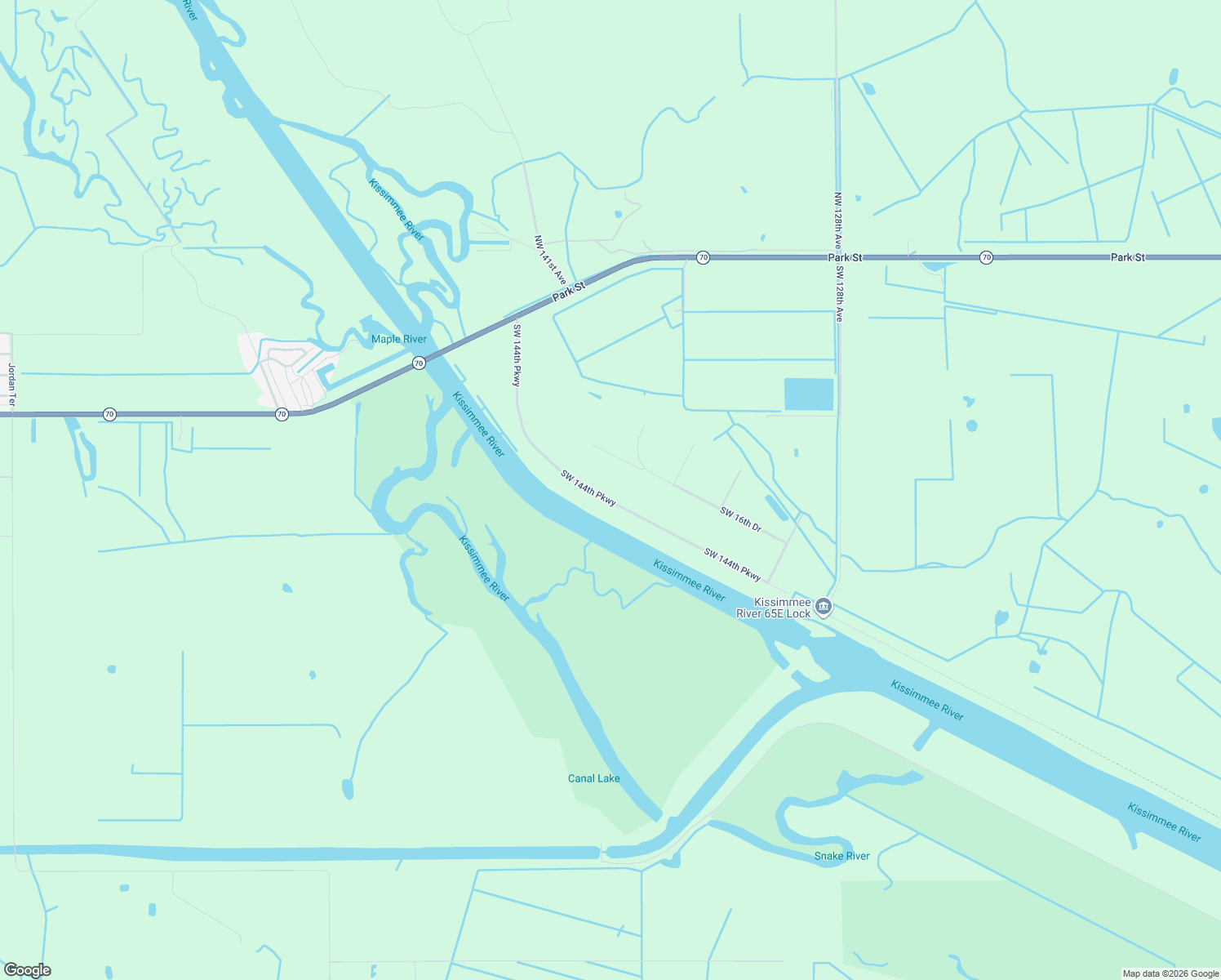 map of restaurants, bars, coffee shops, grocery stores, and more near 14005 Southwest 144th Parkway in Okeechobee