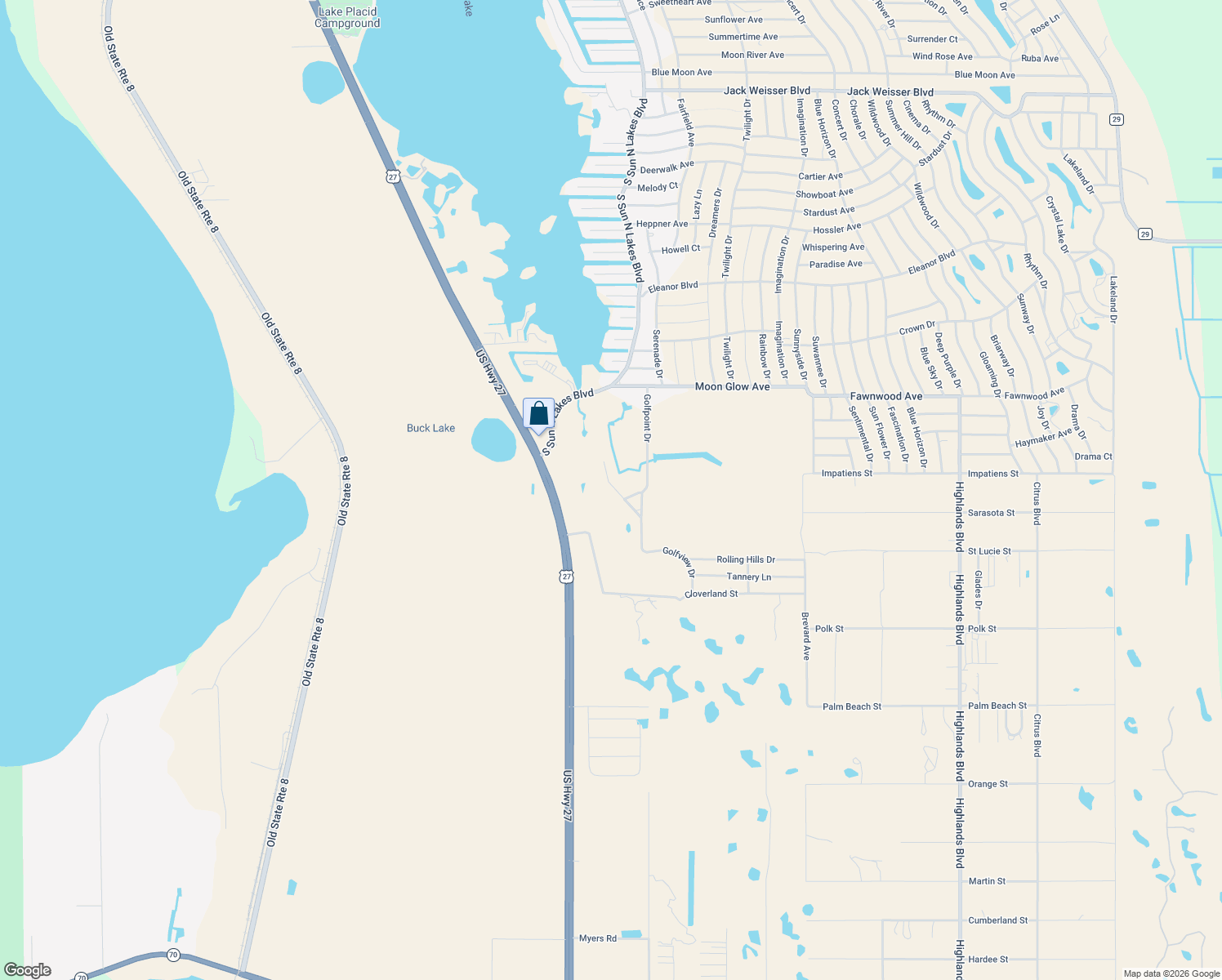 map of restaurants, bars, coffee shops, grocery stores, and more near 133 Fairway Drive in Lake Placid
