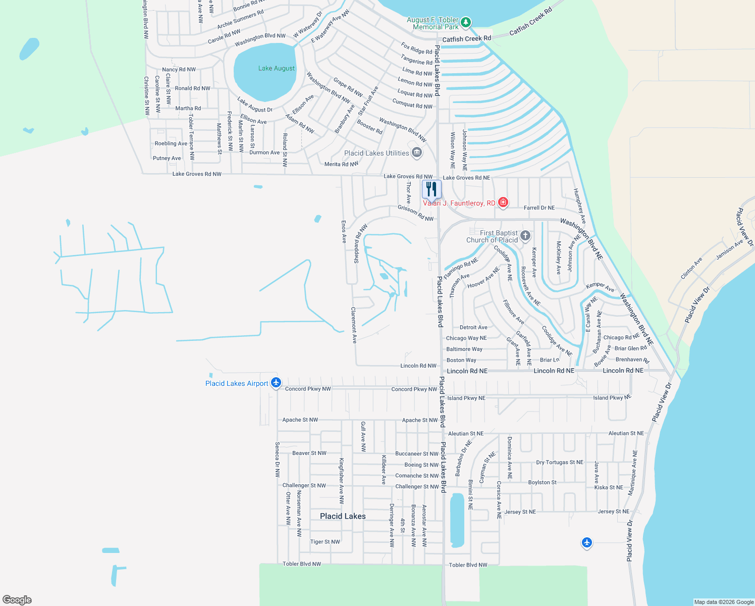 map of restaurants, bars, coffee shops, grocery stores, and more near 118 Gates Avenue in Lake Placid