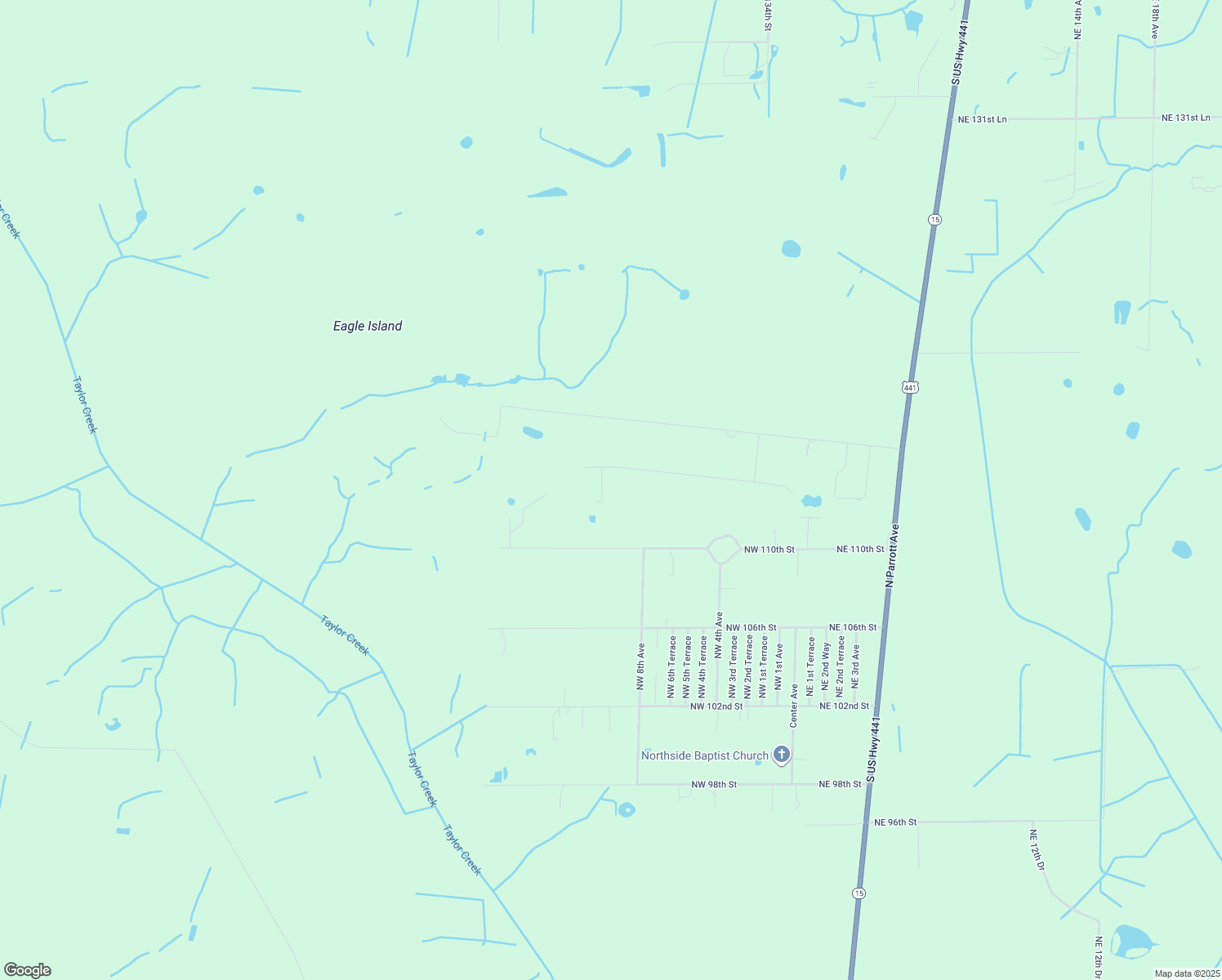 map of restaurants, bars, coffee shops, grocery stores, and more near 970 Northwest 113th Drive in Okeechobee
