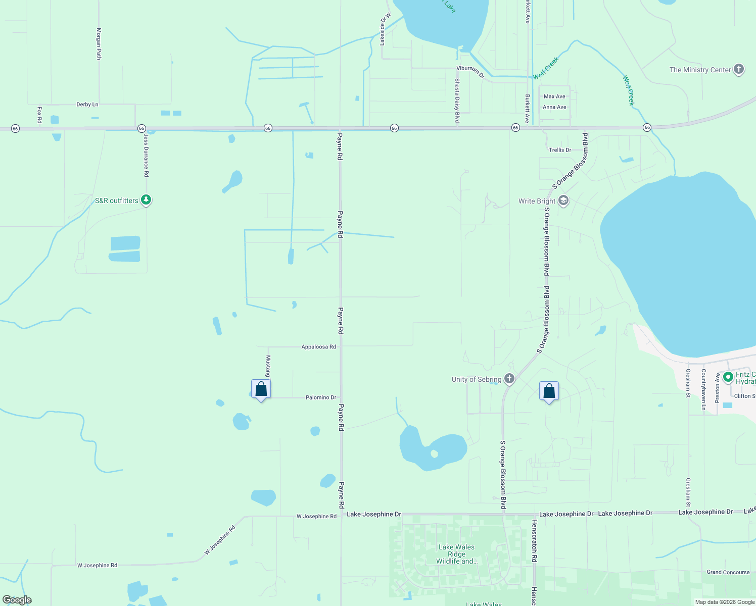 map of restaurants, bars, coffee shops, grocery stores, and more near 9680 Payne Road in Sebring