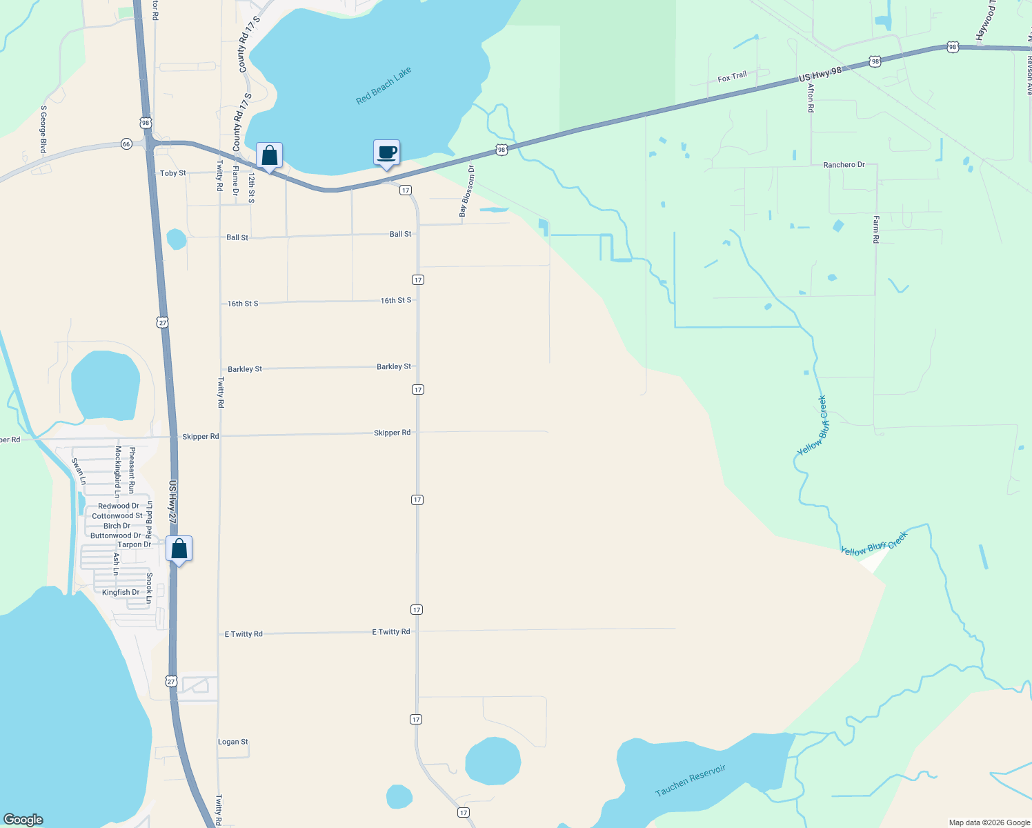 map of restaurants, bars, coffee shops, grocery stores, and more near 6500 Skipper Road in Sebring