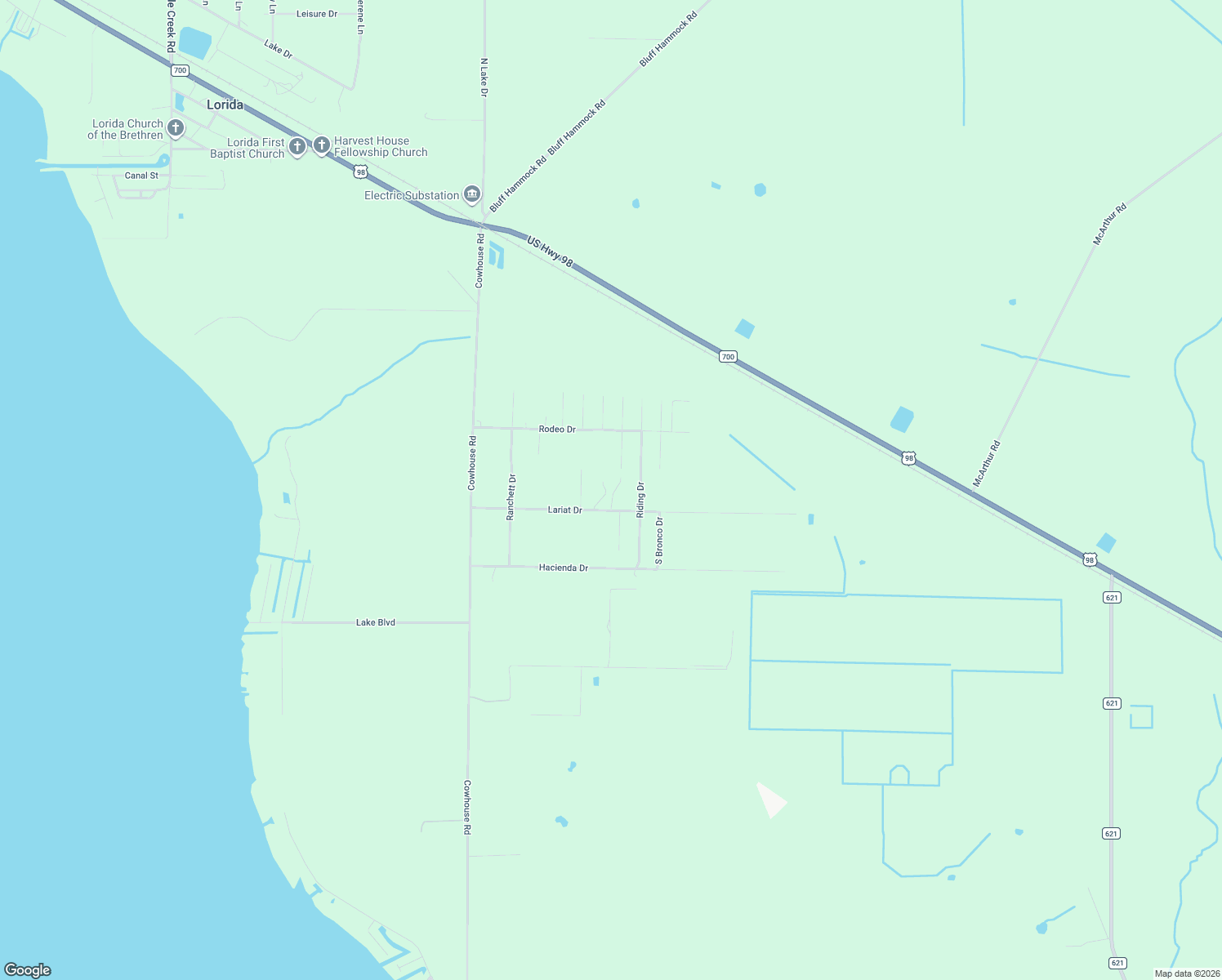 map of restaurants, bars, coffee shops, grocery stores, and more near 2900 Lariat Drive in Lorida