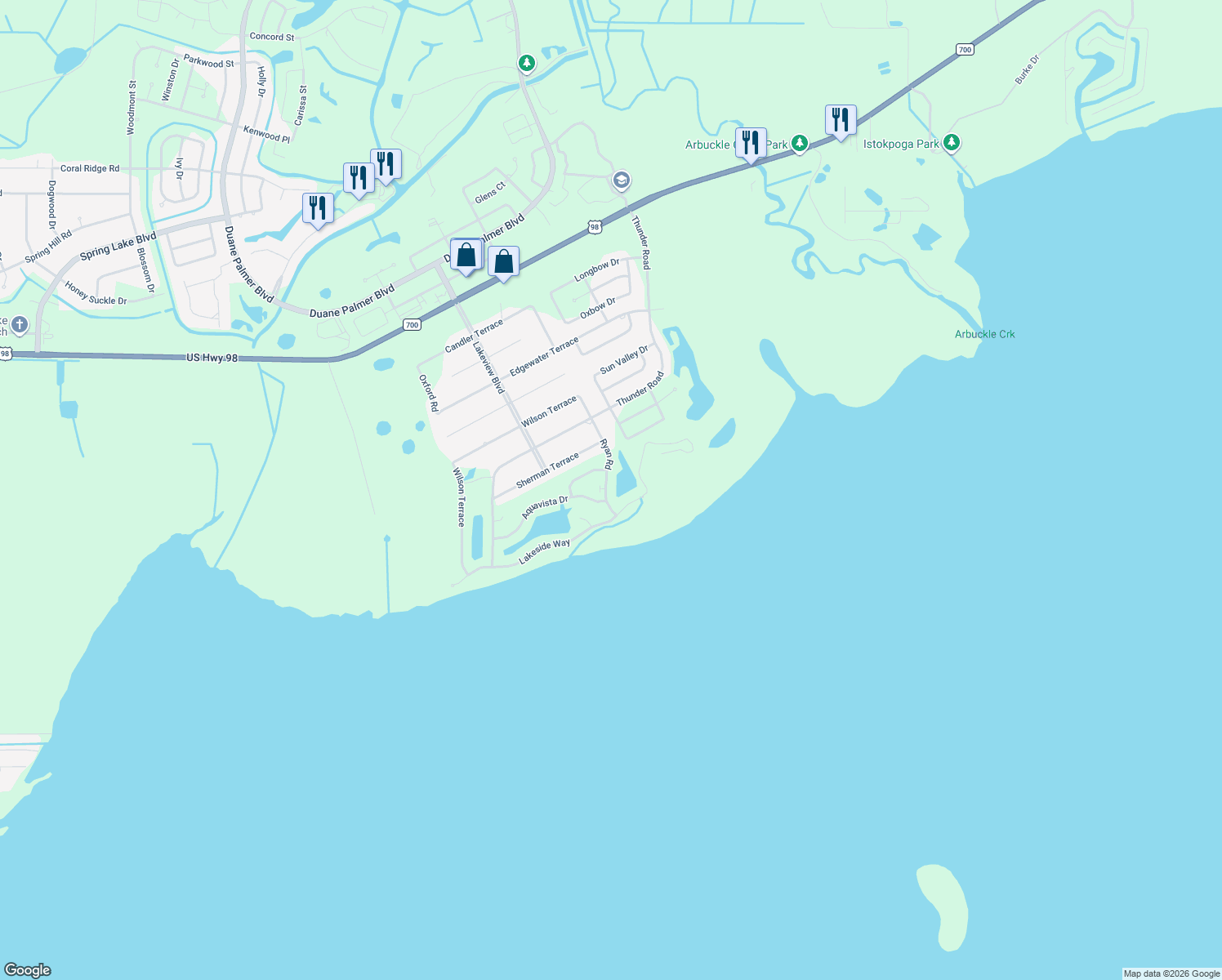 map of restaurants, bars, coffee shops, grocery stores, and more near 809 Ryan Road in Sebring