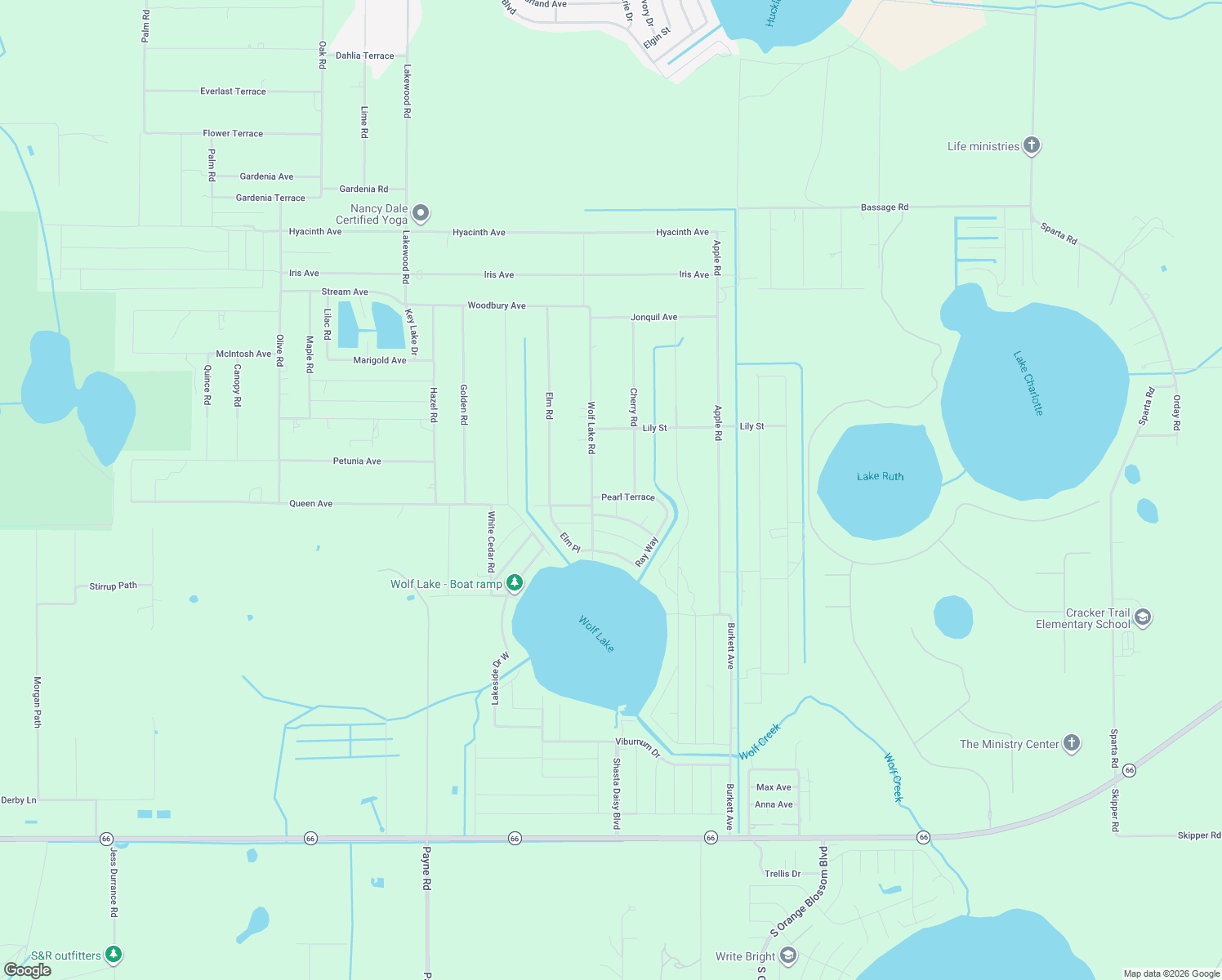 map of restaurants, bars, coffee shops, grocery stores, and more near 1134 Pearl Terrace in Sebring