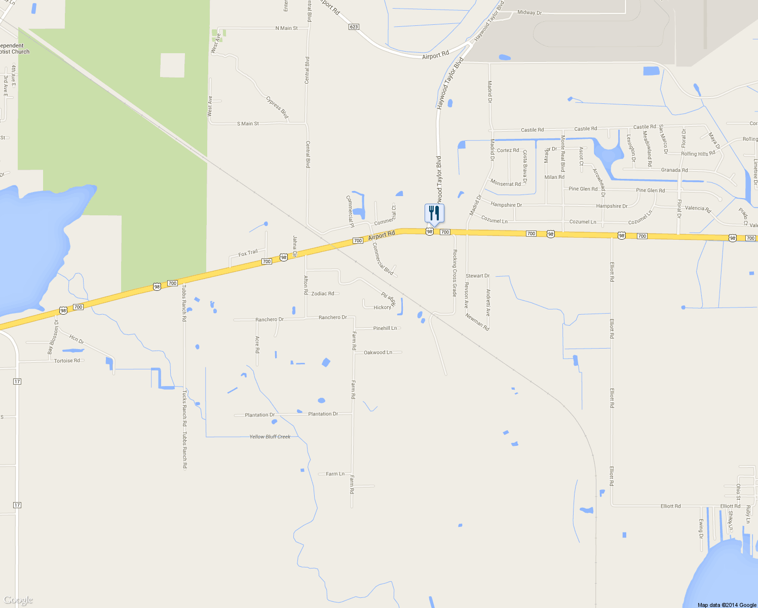 map of restaurants, bars, coffee shops, grocery stores, and more near 421 Hickory Ridge Drive in Sebring