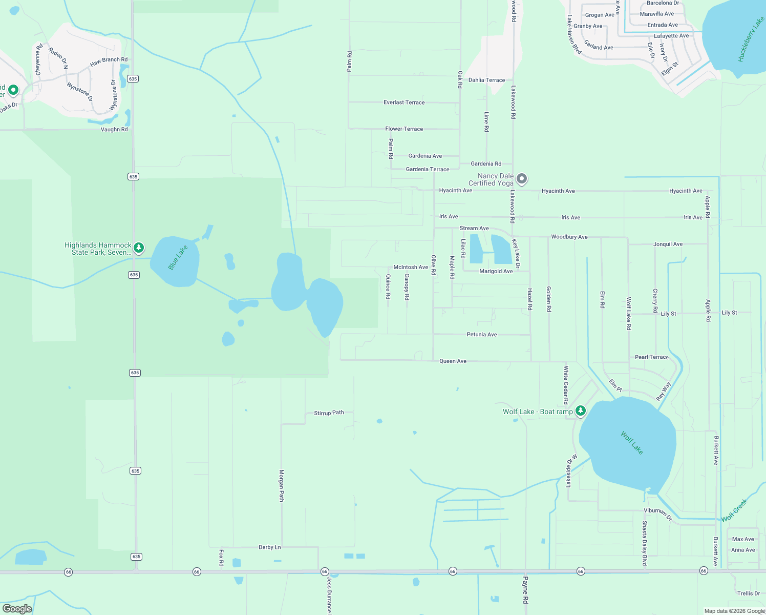 map of restaurants, bars, coffee shops, grocery stores, and more near 5909 Quince Road in Sebring