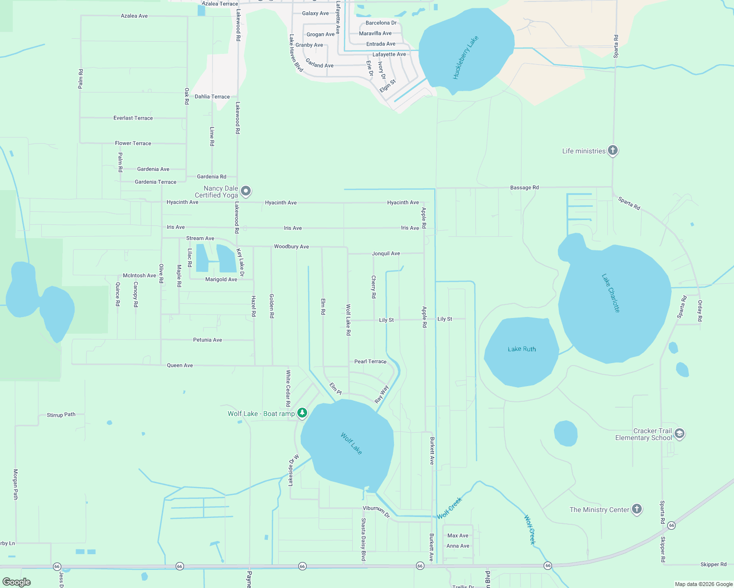 map of restaurants, bars, coffee shops, grocery stores, and more near 5823 Cherry Road in Sebring