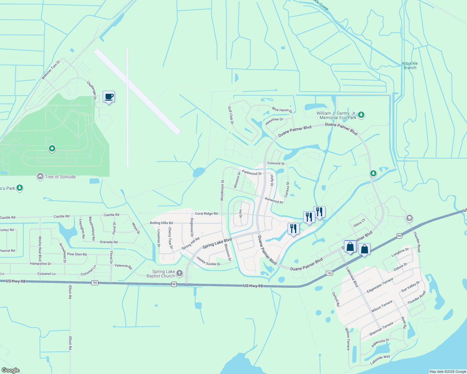 map of restaurants, bars, coffee shops, grocery stores, and more near 7017 Kenwood Place in Sebring