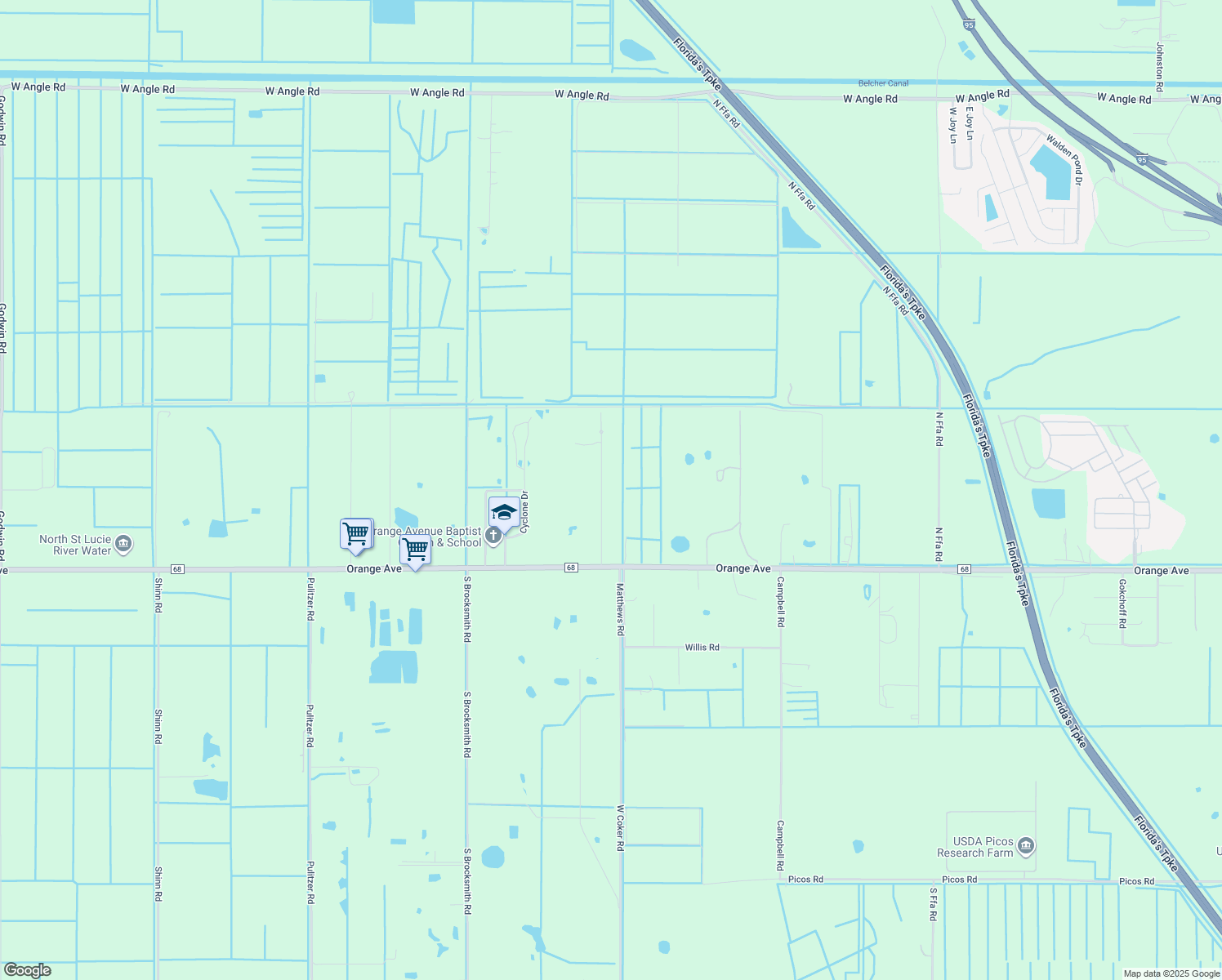 map of restaurants, bars, coffee shops, grocery stores, and more near 310 Woodcrest Drive in Fort Pierce