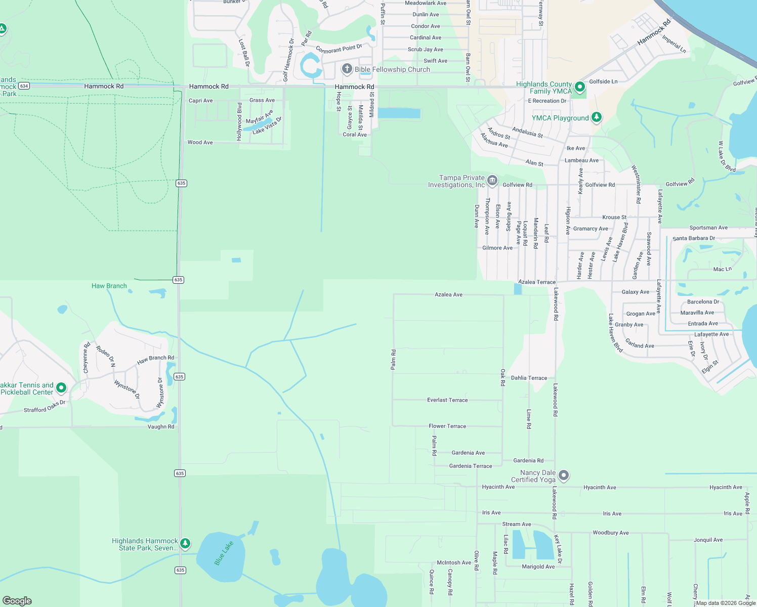 map of restaurants, bars, coffee shops, grocery stores, and more near 4817 Rhubarb Street in Sebring