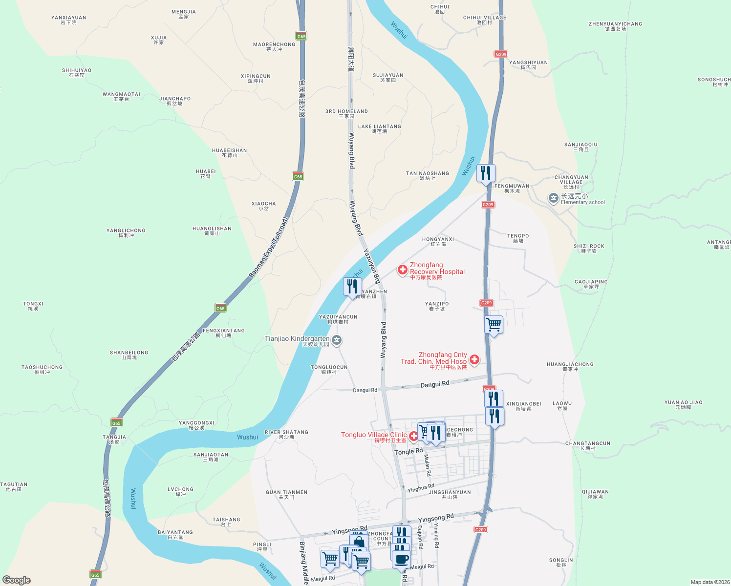 map of restaurants, bars, coffee shops, grocery stores, and more near in Huaihua