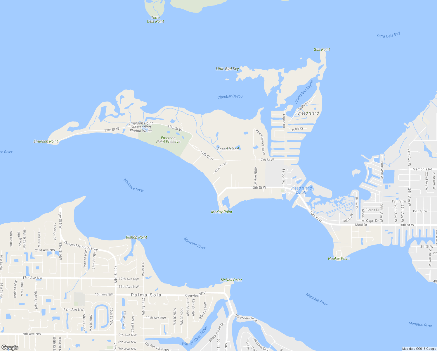 map of restaurants, bars, coffee shops, grocery stores, and more near 5206 15th Street West in Palmetto