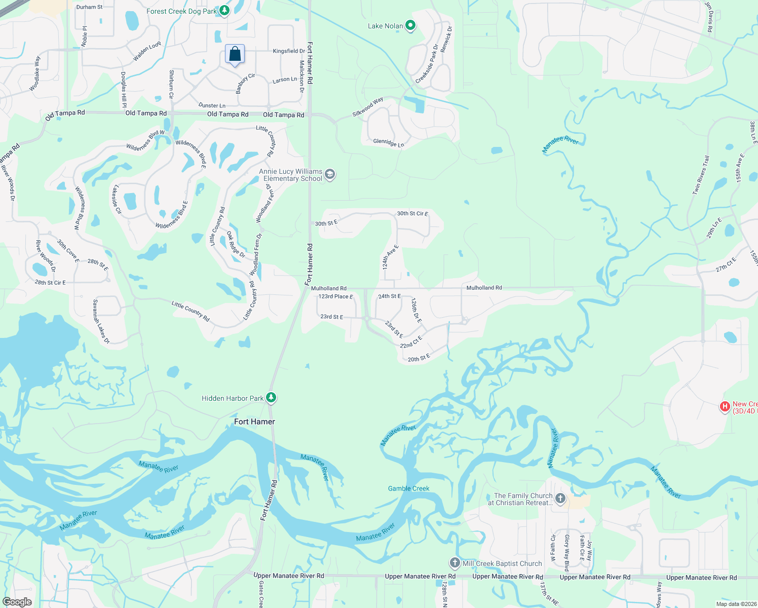 map of restaurants, bars, coffee shops, grocery stores, and more near 2328 124th Drive East in Parrish