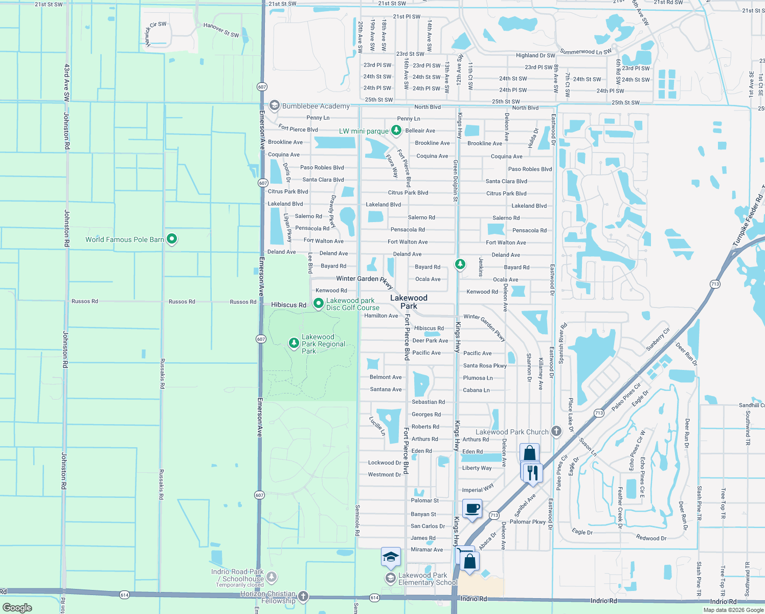 map of restaurants, bars, coffee shops, grocery stores, and more near 7901 Hibiscus Road in Fort Pierce